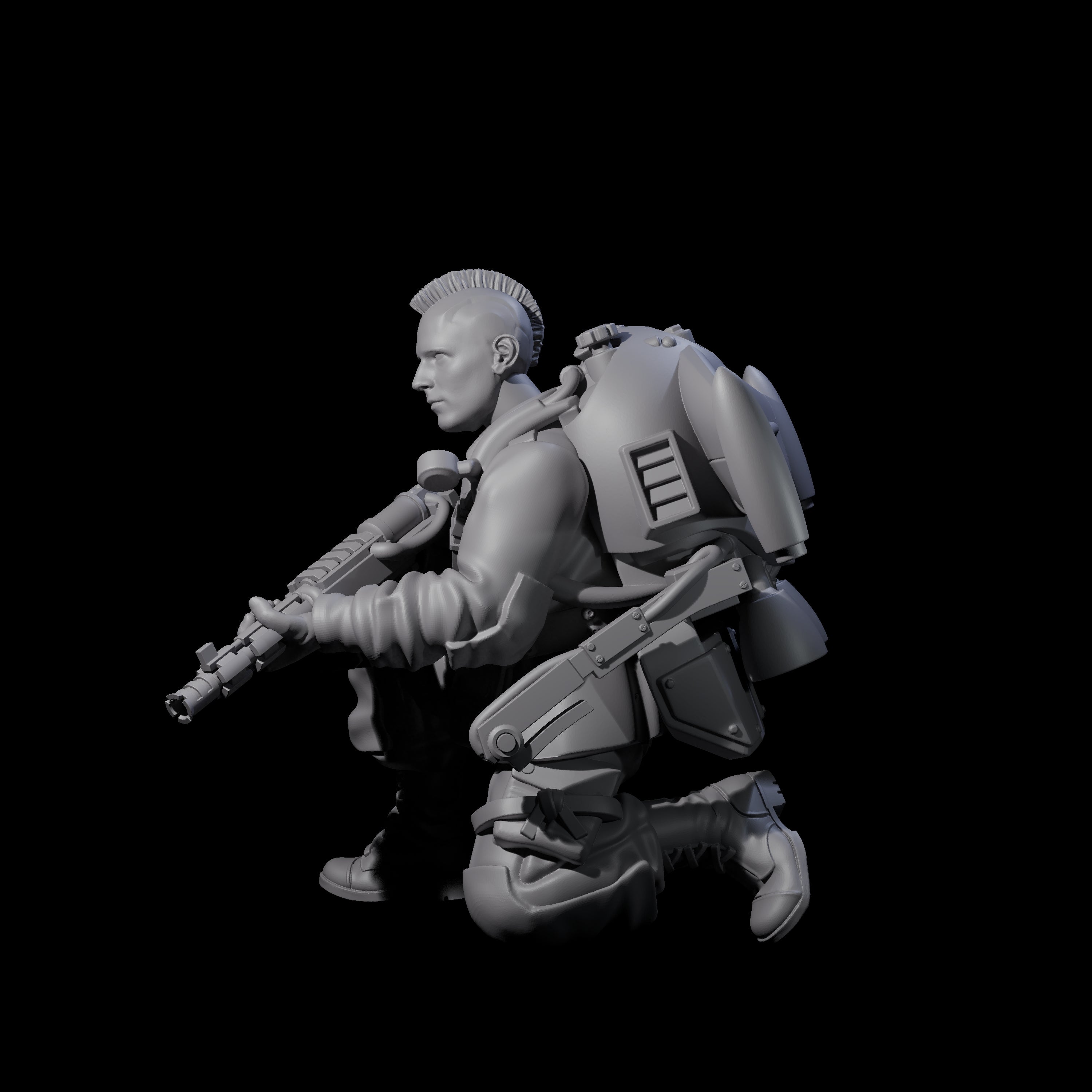 Weird War USA Blind Firing Jetpack Trooper A Miniature for Dungeons and Dragons, Pathfinder or other TTRPGs