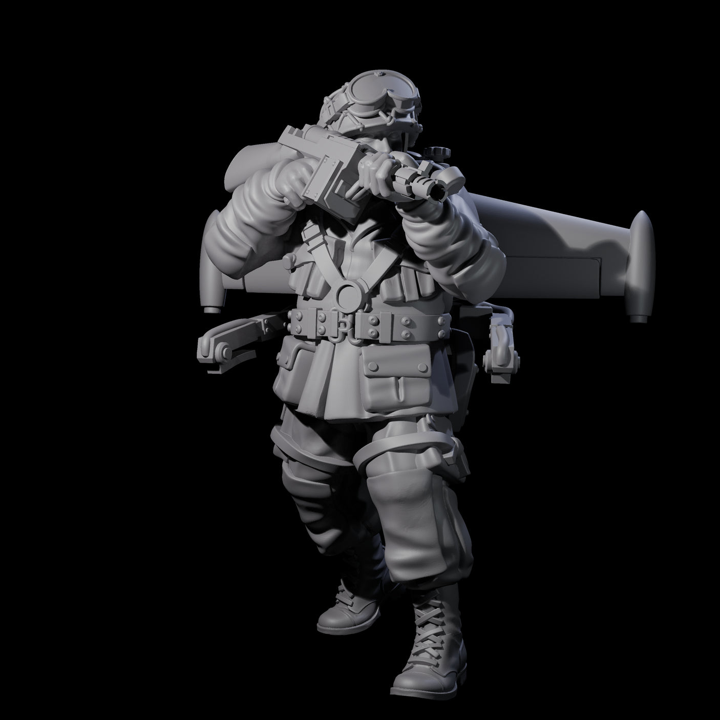 Weird War USA Blind Firing Jetpack Trooper B Miniature for Dungeons and Dragons, Pathfinder or other TTRPGs