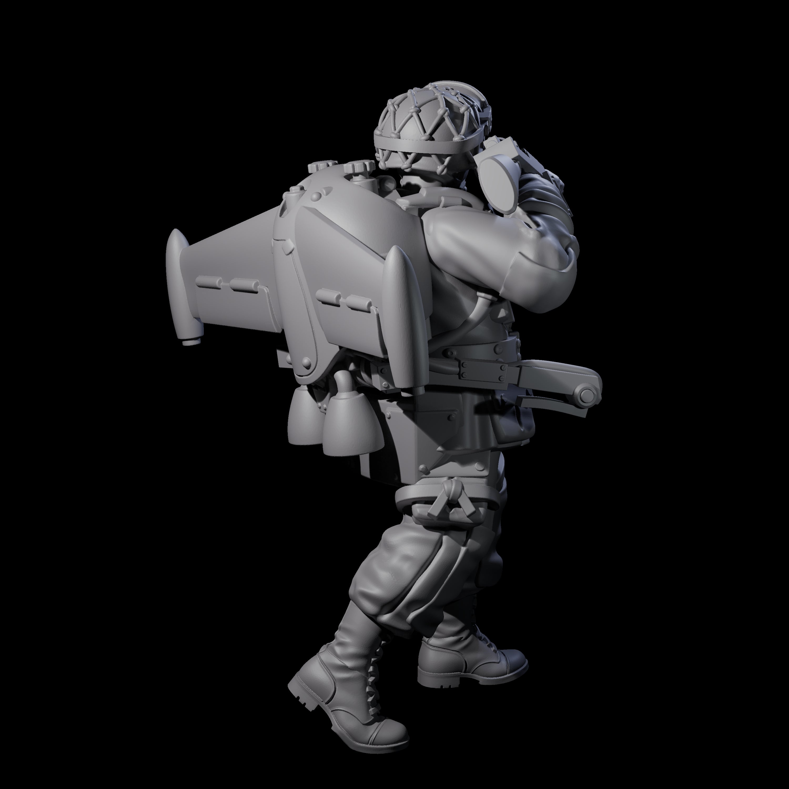 Weird War USA Blind Firing Jetpack Trooper B Miniature for Dungeons and Dragons, Pathfinder or other TTRPGs