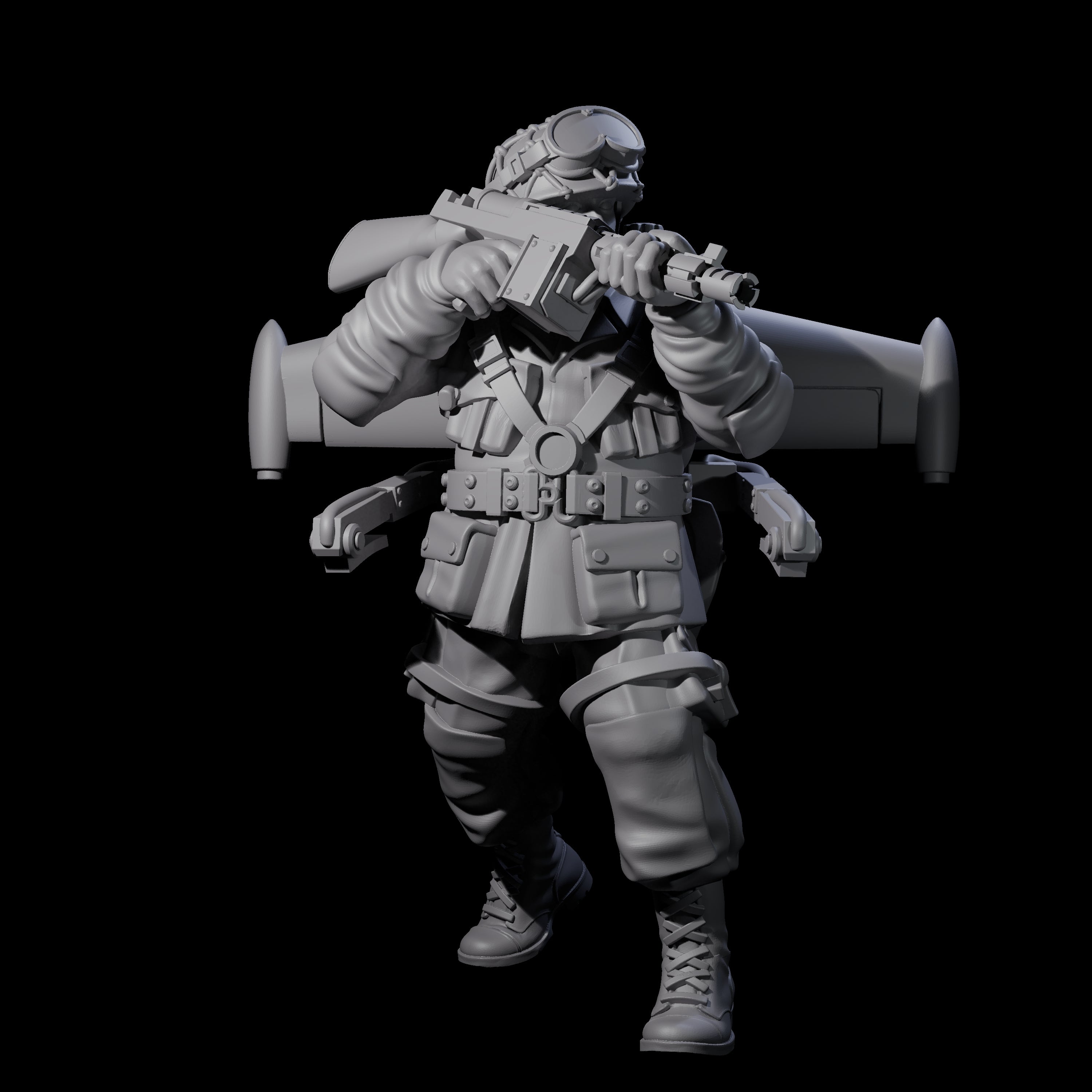 Weird War USA Blind Firing Jetpack Trooper B Miniature for Dungeons and Dragons, Pathfinder or other TTRPGs