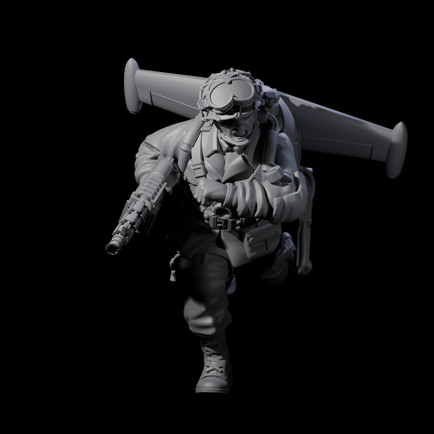 Weird War USA Blind Firing Jetpack Trooper C Miniature for Dungeons and Dragons, Pathfinder or other TTRPGs