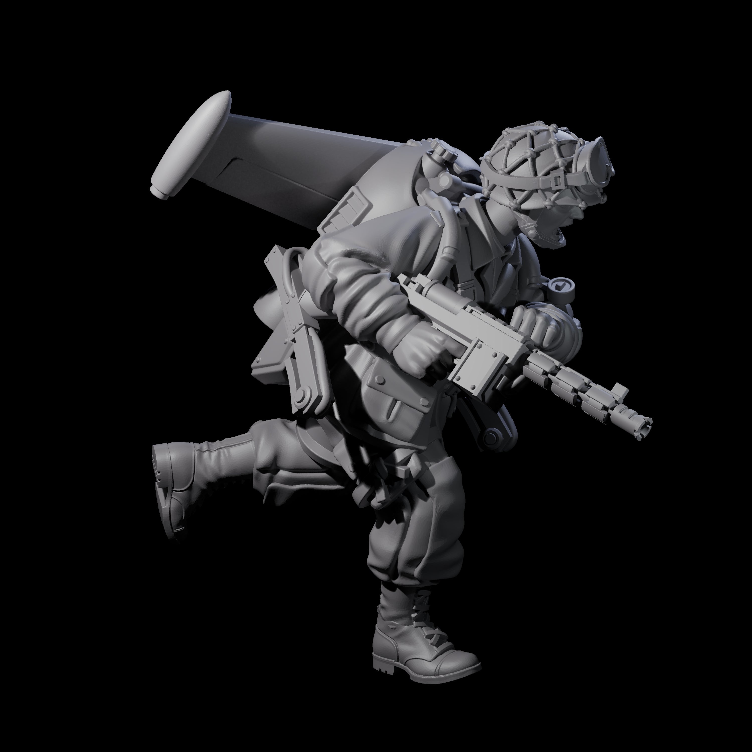 Weird War USA Blind Firing Jetpack Trooper C Miniature for Dungeons and Dragons, Pathfinder or other TTRPGs