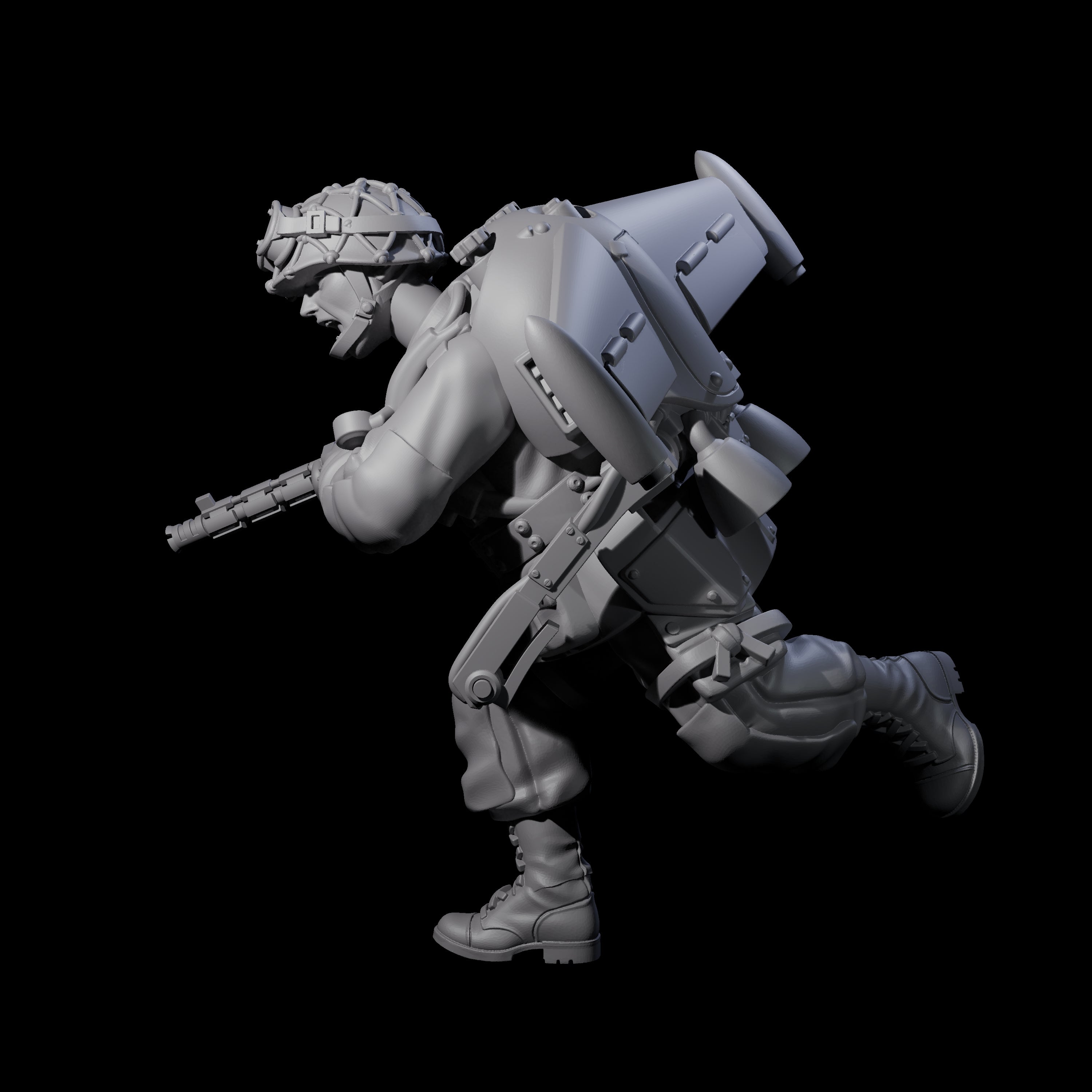 Weird War USA Blind Firing Jetpack Trooper C Miniature for Dungeons and Dragons, Pathfinder or other TTRPGs