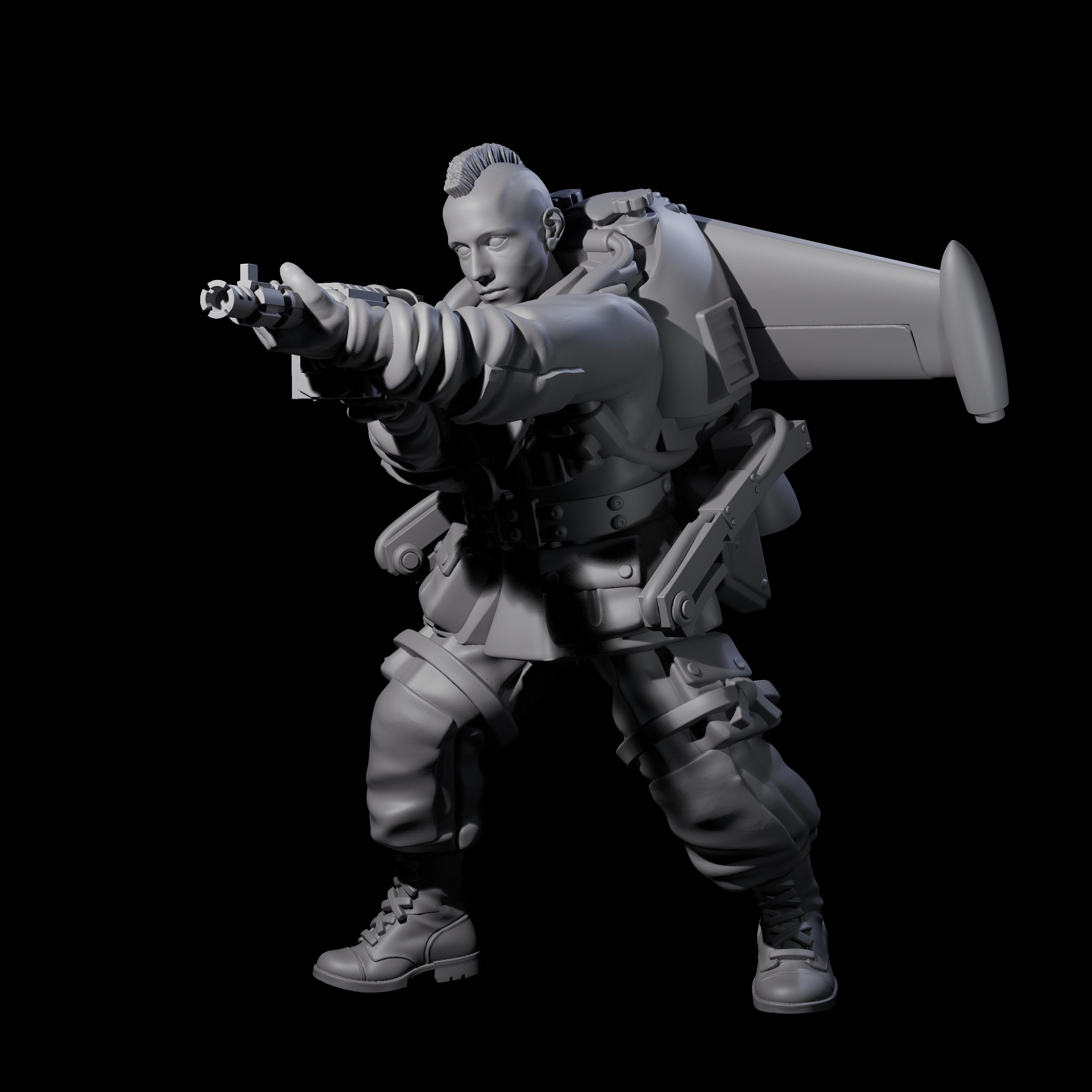 Weird War USA Blind Firing Jetpack Trooper D Miniature for Dungeons and Dragons, Pathfinder or other TTRPGs