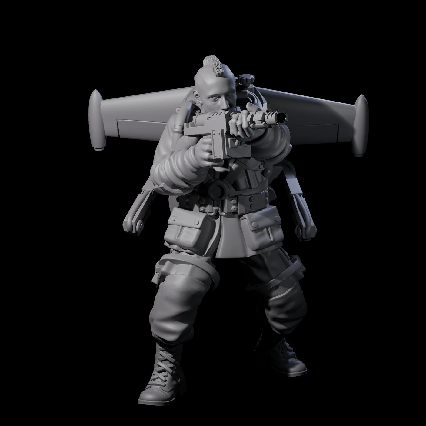 Weird War USA Blind Firing Jetpack Trooper D Miniature for Dungeons and Dragons, Pathfinder or other TTRPGs