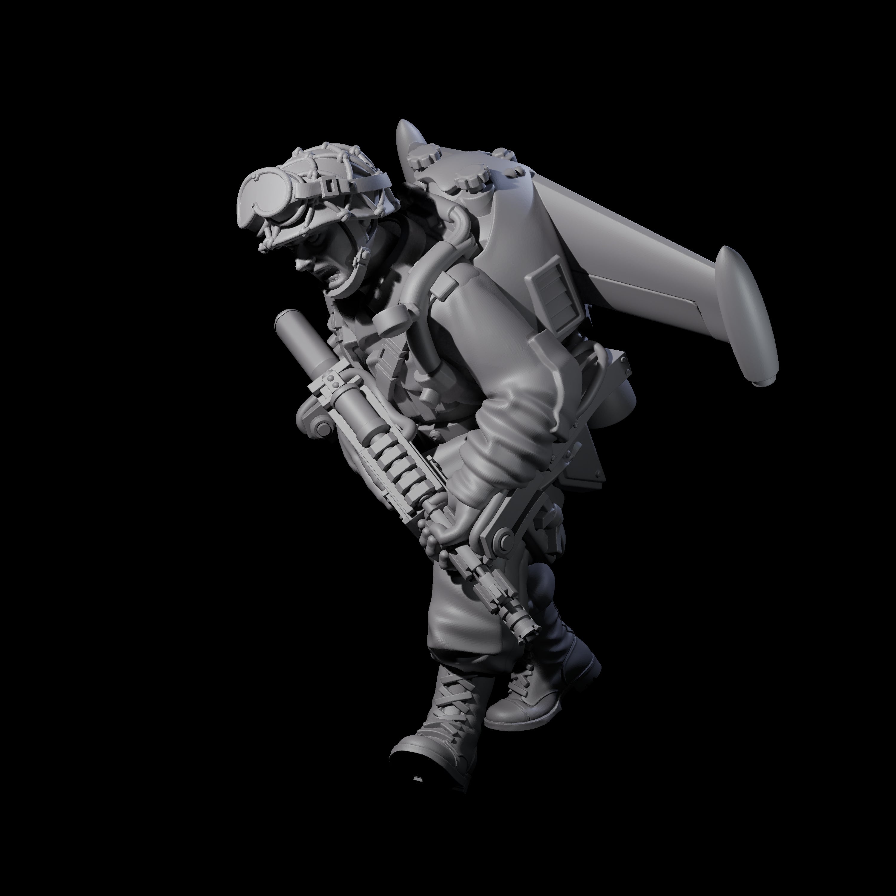 Weird War USA Blind Firing Jetpack Trooper E Miniature for Dungeons and Dragons, Pathfinder or other TTRPGs
