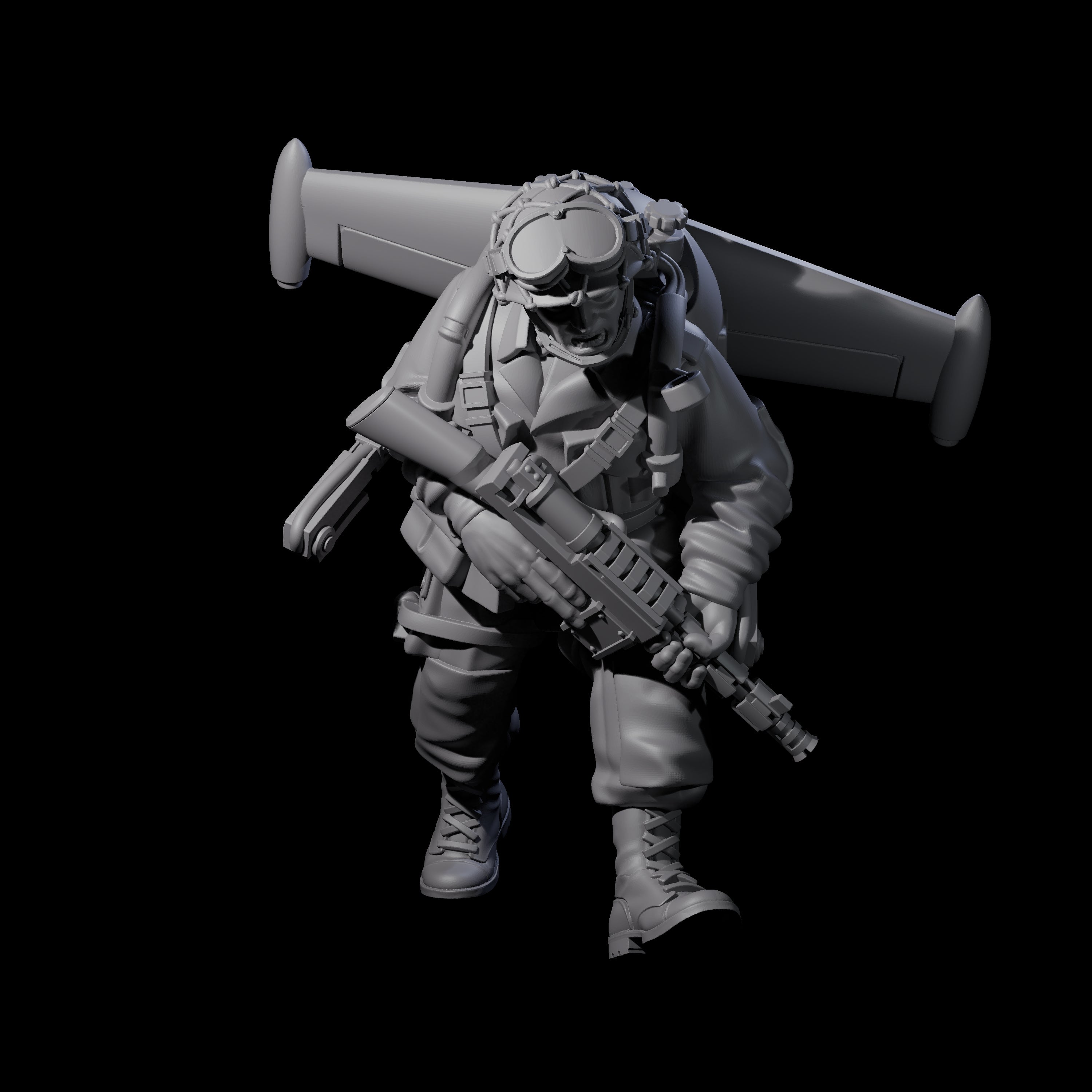 Weird War USA Blind Firing Jetpack Trooper E Miniature for Dungeons and Dragons, Pathfinder or other TTRPGs