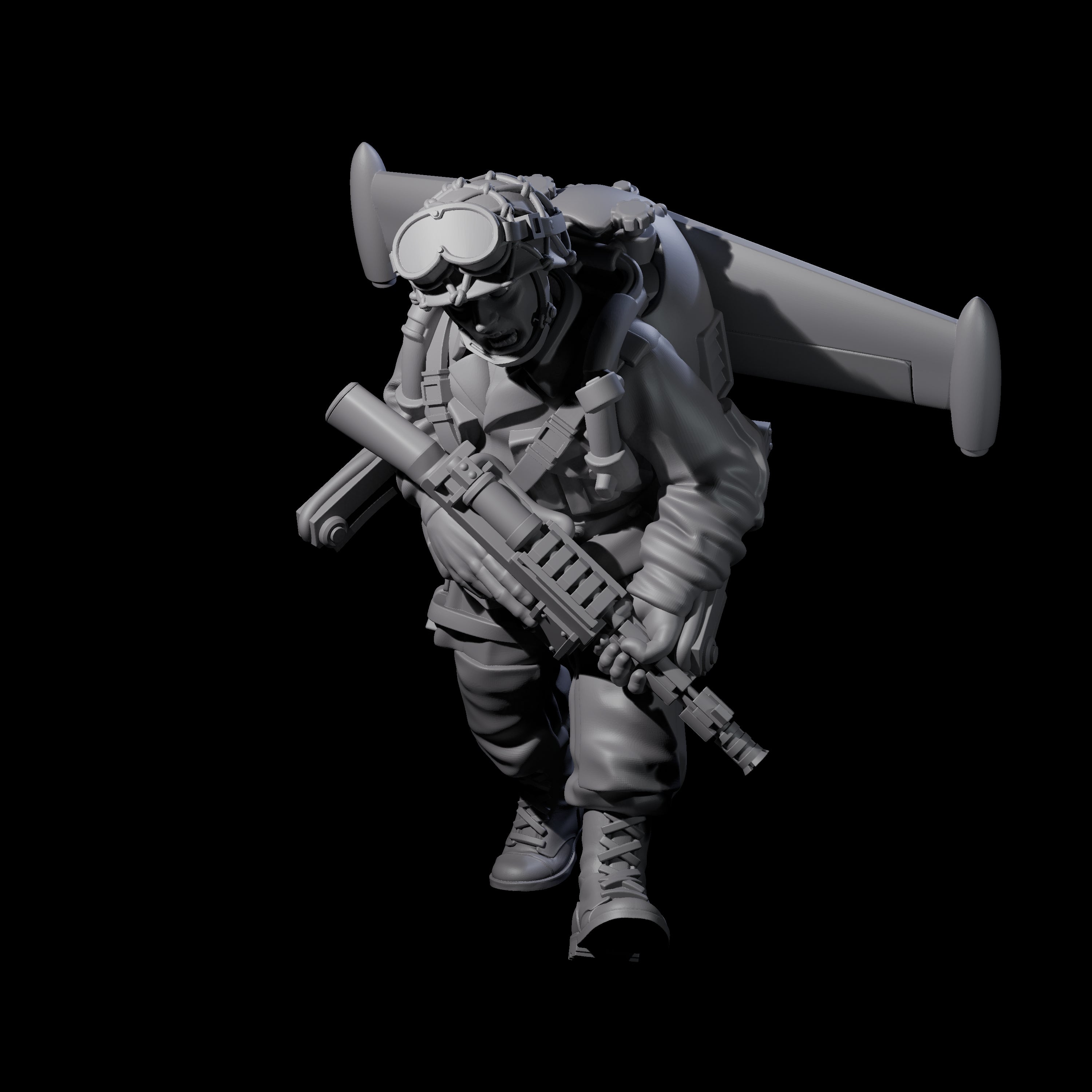 Weird War USA Blind Firing Jetpack Trooper E Miniature for Dungeons and Dragons, Pathfinder or other TTRPGs