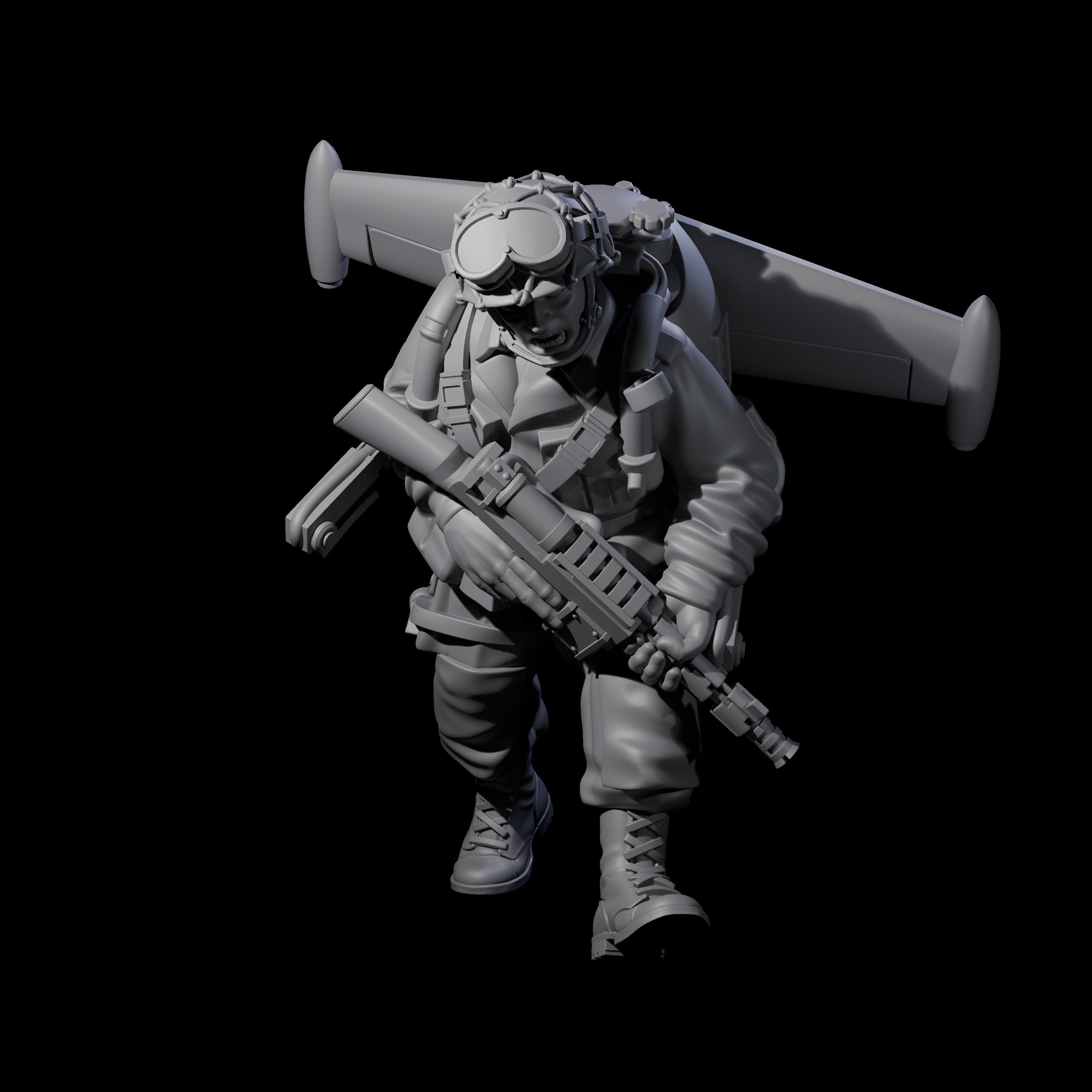 Weird War USA Blind Firing Jetpack Trooper E Miniature for Dungeons and Dragons, Pathfinder or other TTRPGs