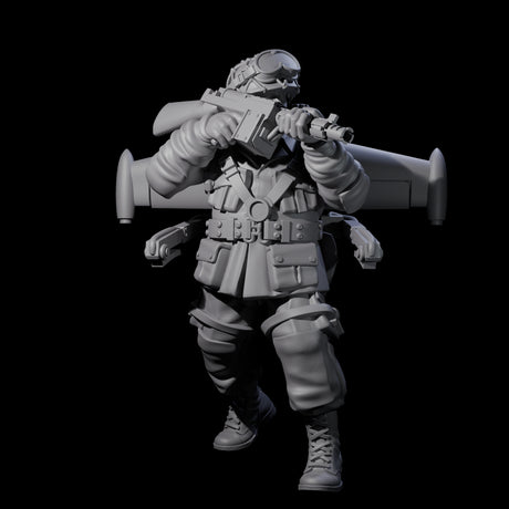 Weird War USA Blind Firing Jetpack Troopers Miniature for Dungeons and Dragons, Pathfinder or other TTRPGs