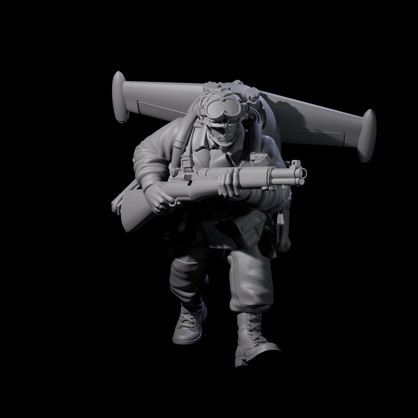 Weird War USA Diving Jetpack Rifleman A Miniature for Dungeons and Dragons, Pathfinder or other TTRPGs