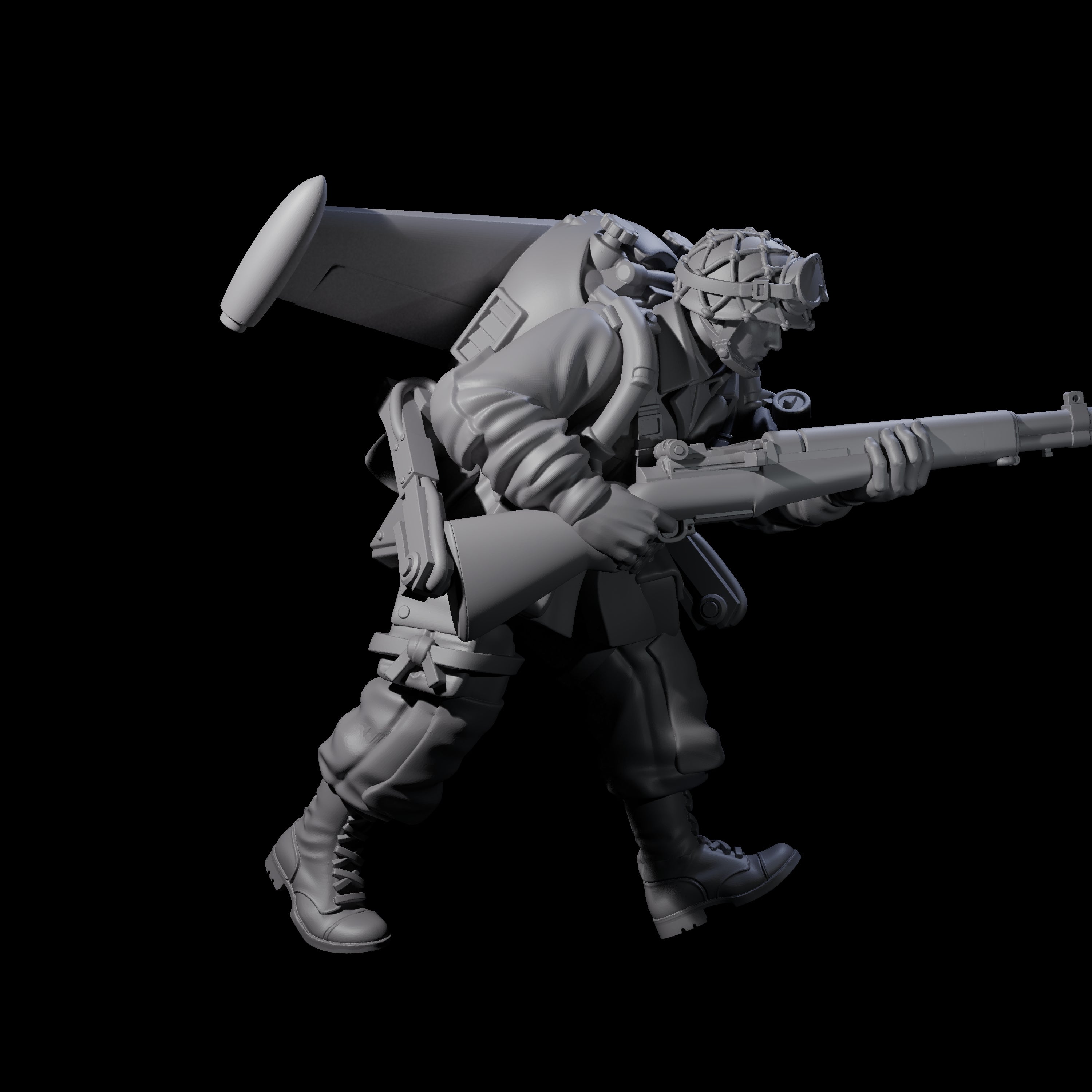 Weird War USA Diving Jetpack Rifleman A Miniature for Dungeons and Dragons, Pathfinder or other TTRPGs
