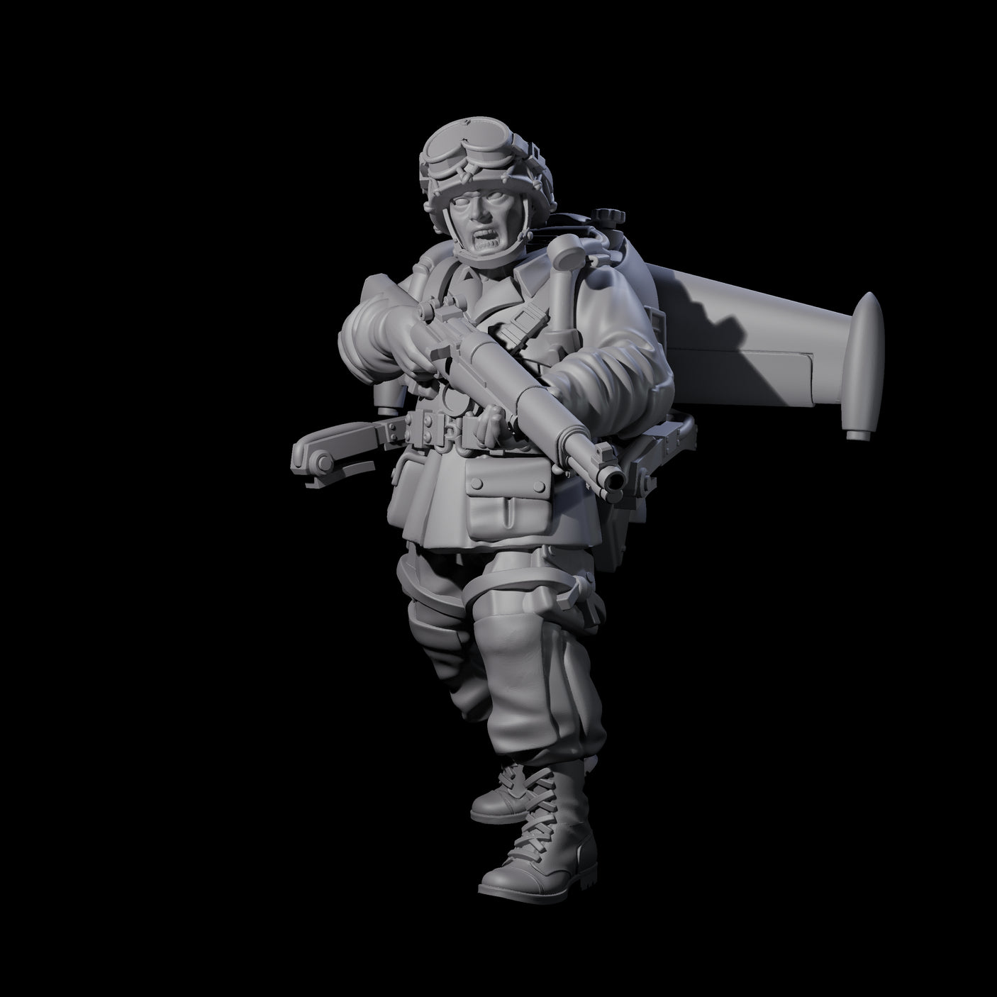 Weird War USA Diving Jetpack Rifleman B Miniature for Dungeons and Dragons, Pathfinder or other TTRPGs