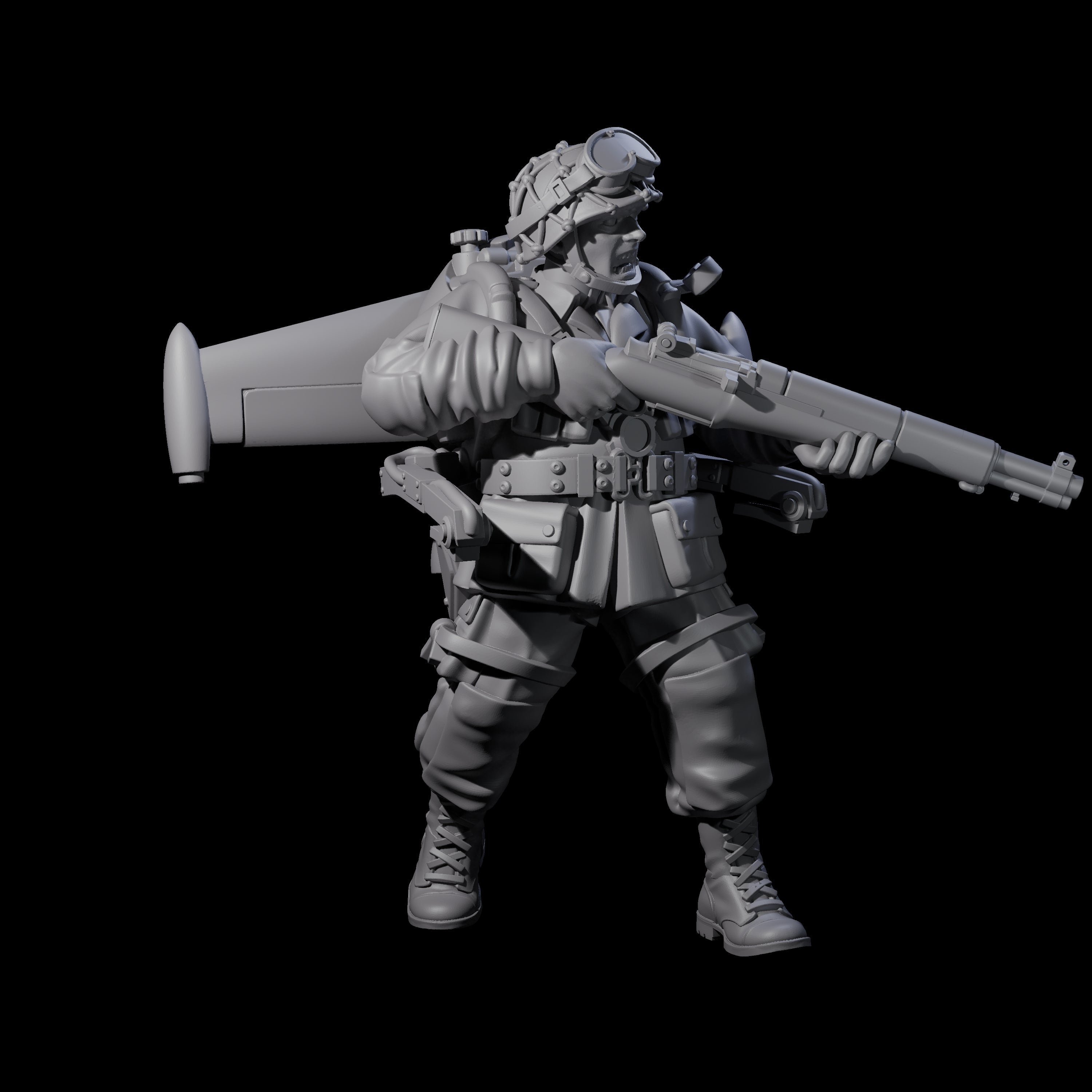 Weird War USA Diving Jetpack Rifleman B Miniature for Dungeons and Dragons, Pathfinder or other TTRPGs