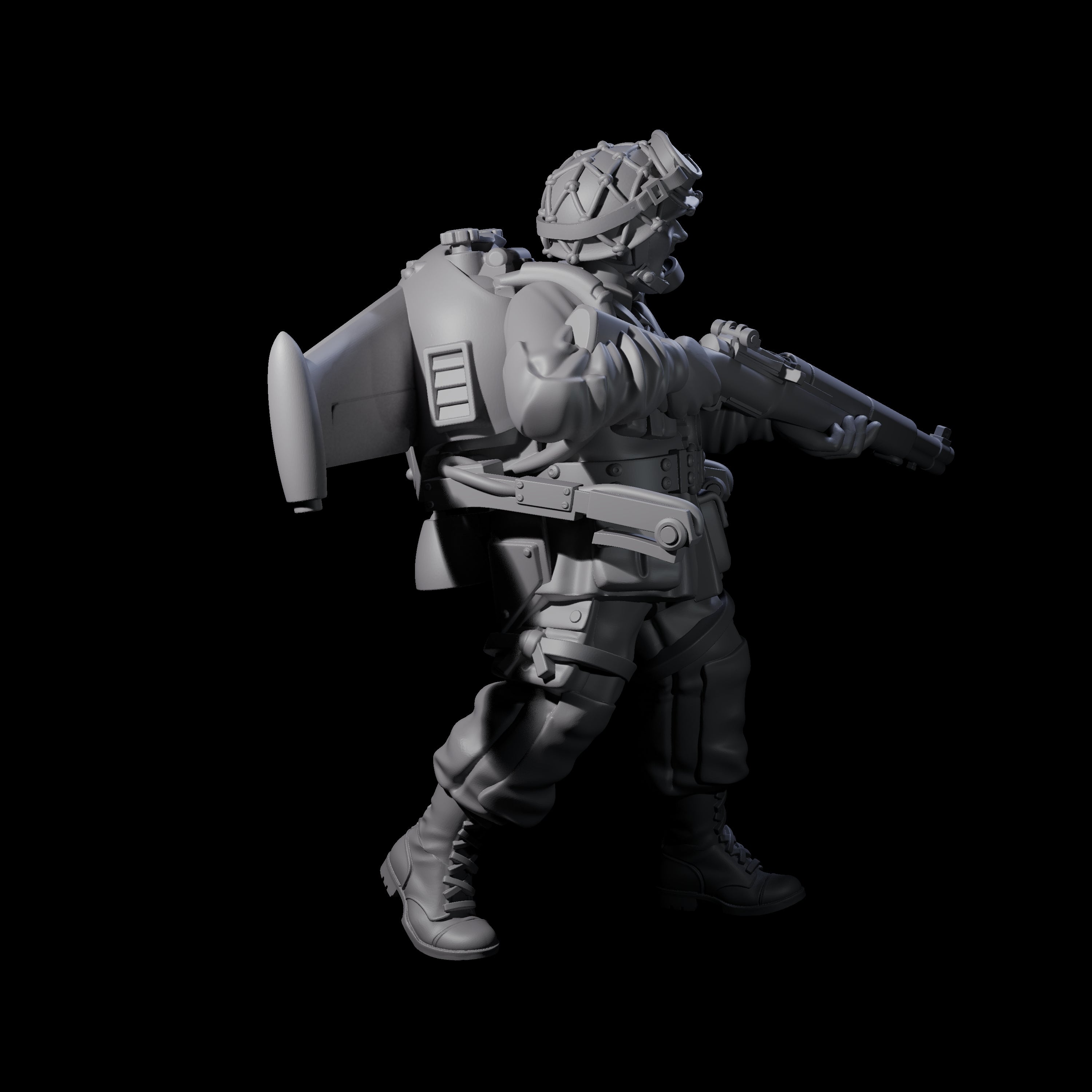 Weird War USA Diving Jetpack Rifleman B Miniature for Dungeons and Dragons, Pathfinder or other TTRPGs
