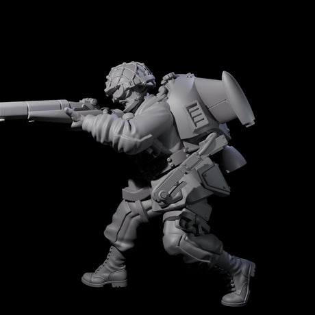 Weird War USA Diving Jetpack Rifleman C Miniature for Dungeons and Dragons, Pathfinder or other TTRPGs