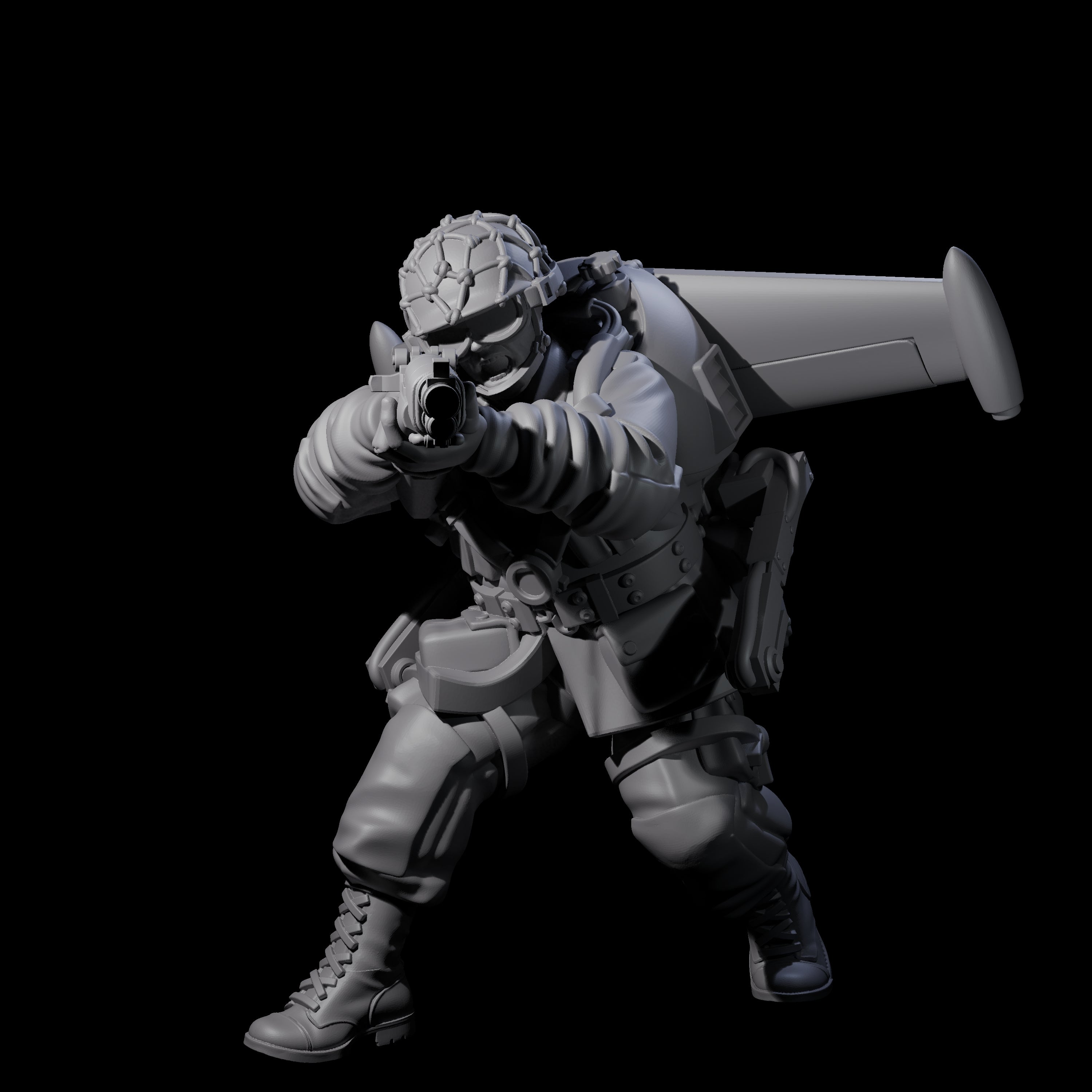 Weird War USA Diving Jetpack Rifleman C Miniature for Dungeons and Dragons, Pathfinder or other TTRPGs