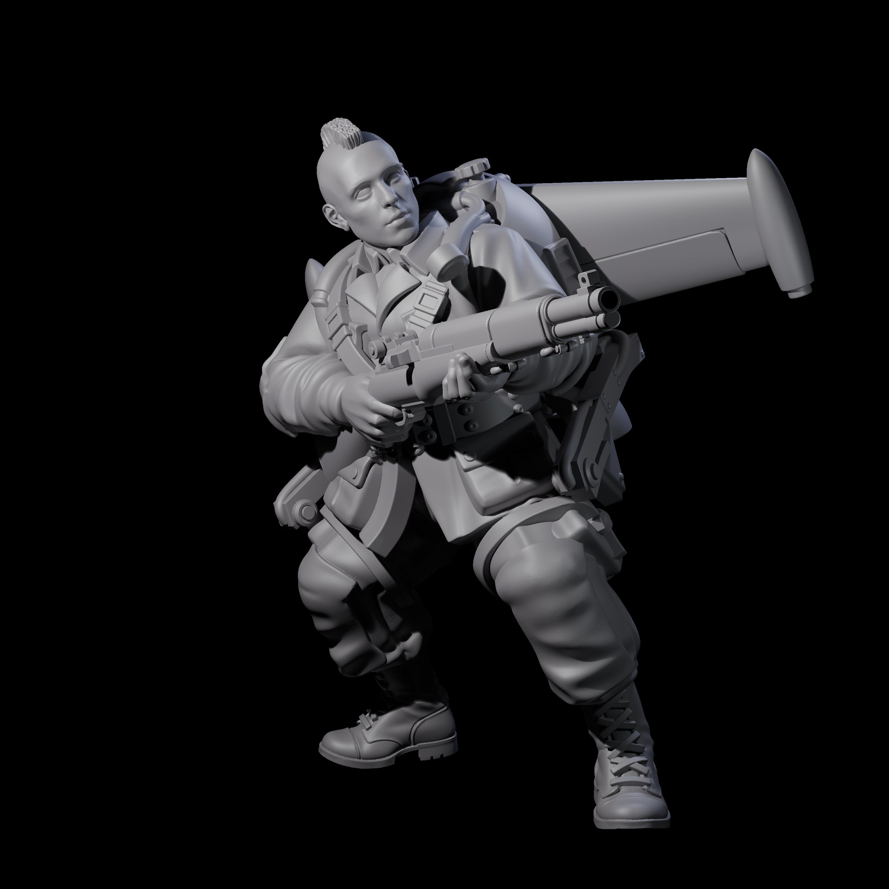 Weird War USA Diving Jetpack Rifleman D Miniature for Dungeons and Dragons, Pathfinder or other TTRPGs
