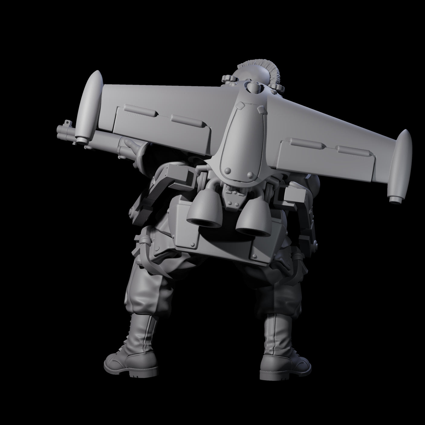 Weird War USA Diving Jetpack Rifleman D Miniature for Dungeons and Dragons, Pathfinder or other TTRPGs