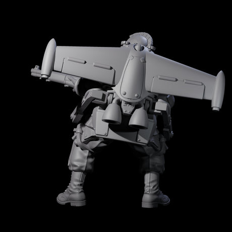 Weird War USA Diving Jetpack Rifleman D Miniature for Dungeons and Dragons, Pathfinder or other TTRPGs