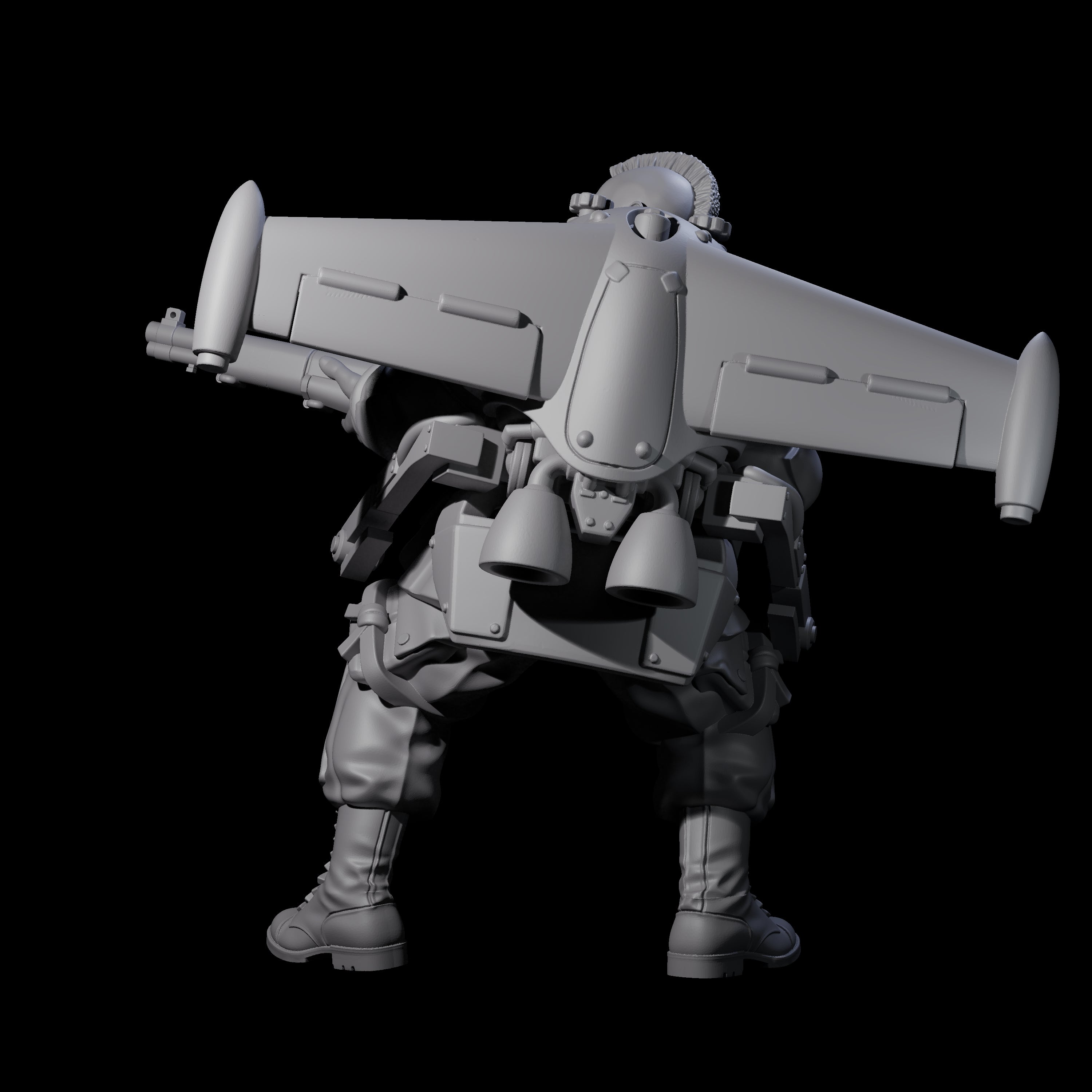 Weird War USA Diving Jetpack Rifleman D Miniature for Dungeons and Dragons, Pathfinder or other TTRPGs