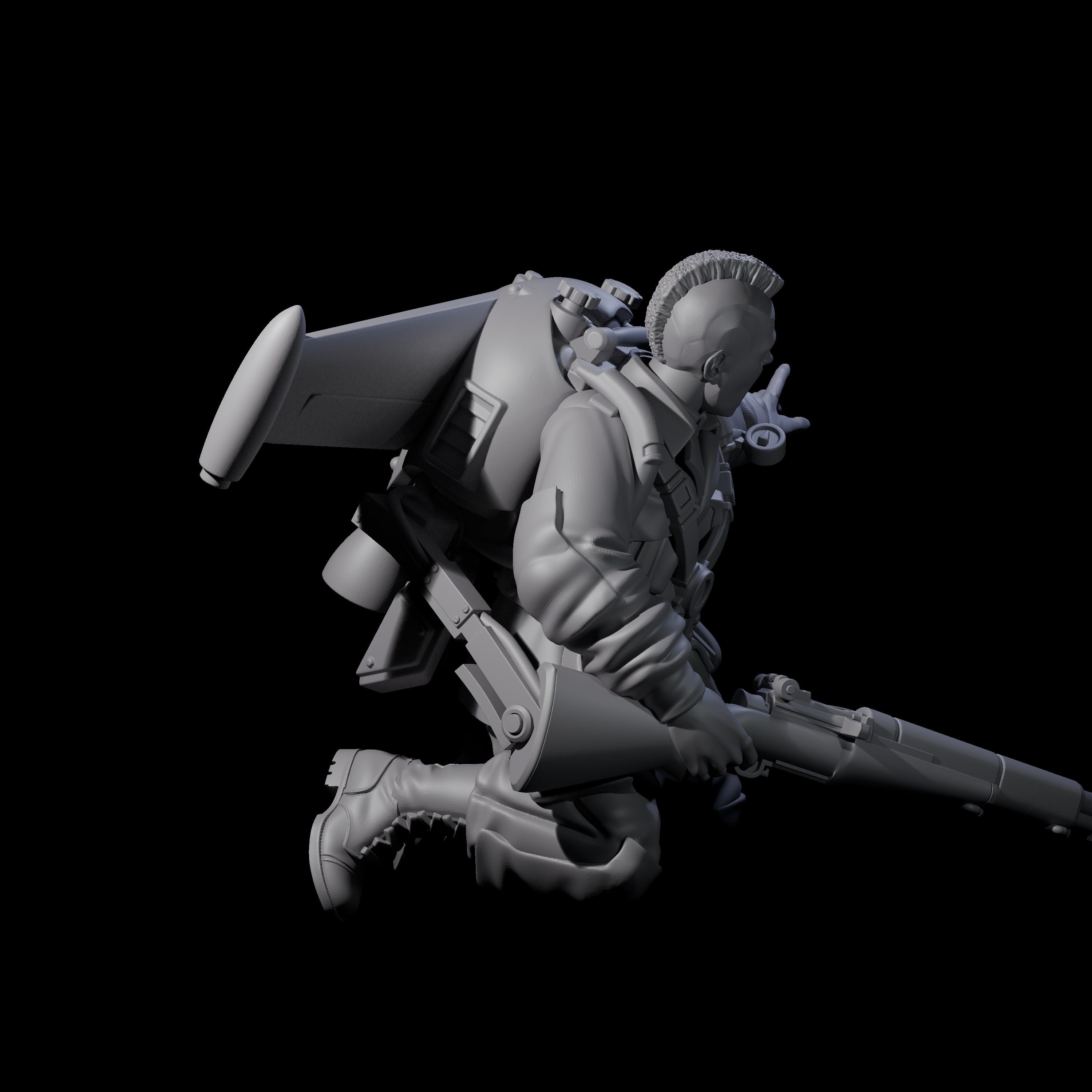 Weird War USA Diving Jetpack Rifleman E Miniature for Dungeons and Dragons, Pathfinder or other TTRPGs