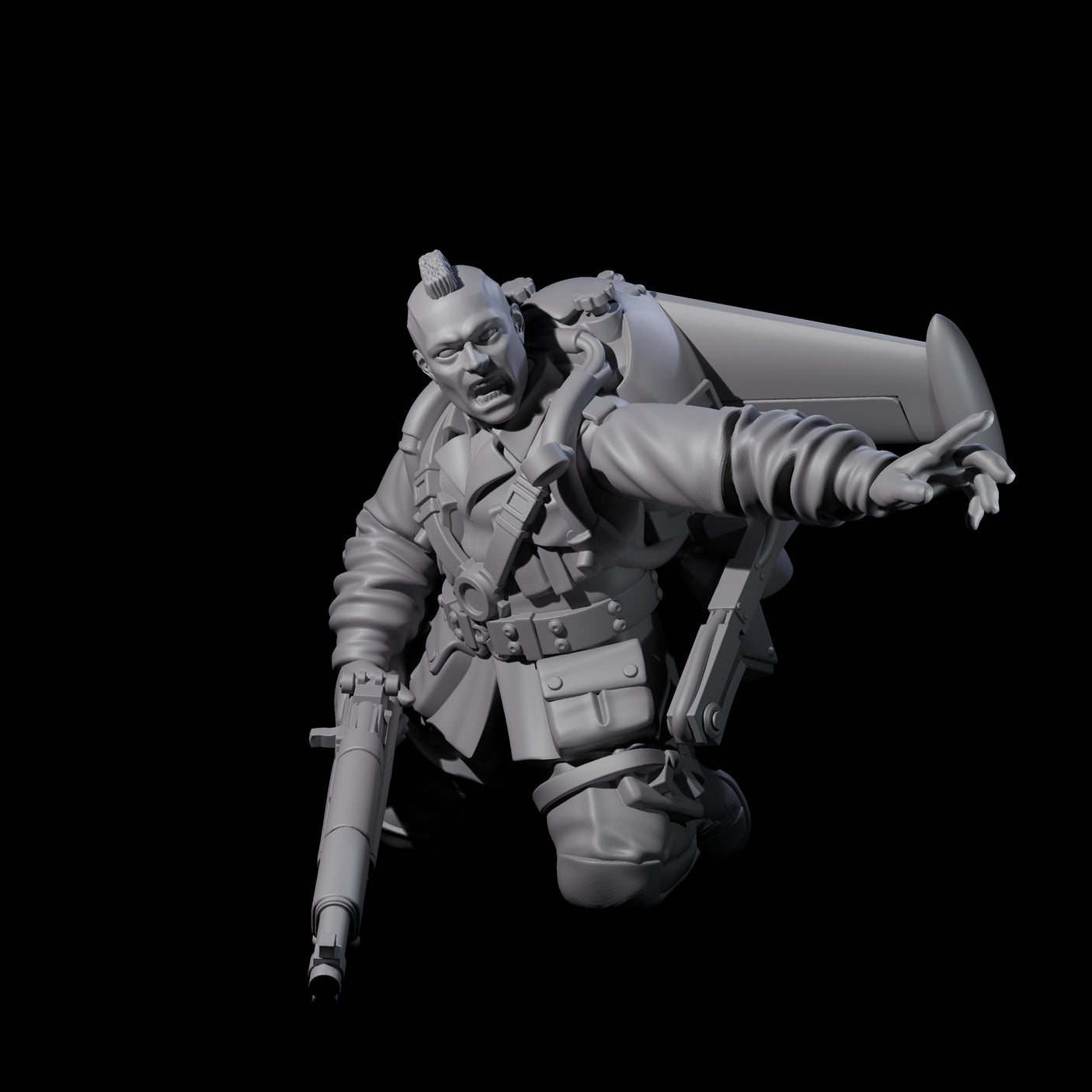 Weird War USA Diving Jetpack Rifleman E Miniature for Dungeons and Dragons, Pathfinder or other TTRPGs
