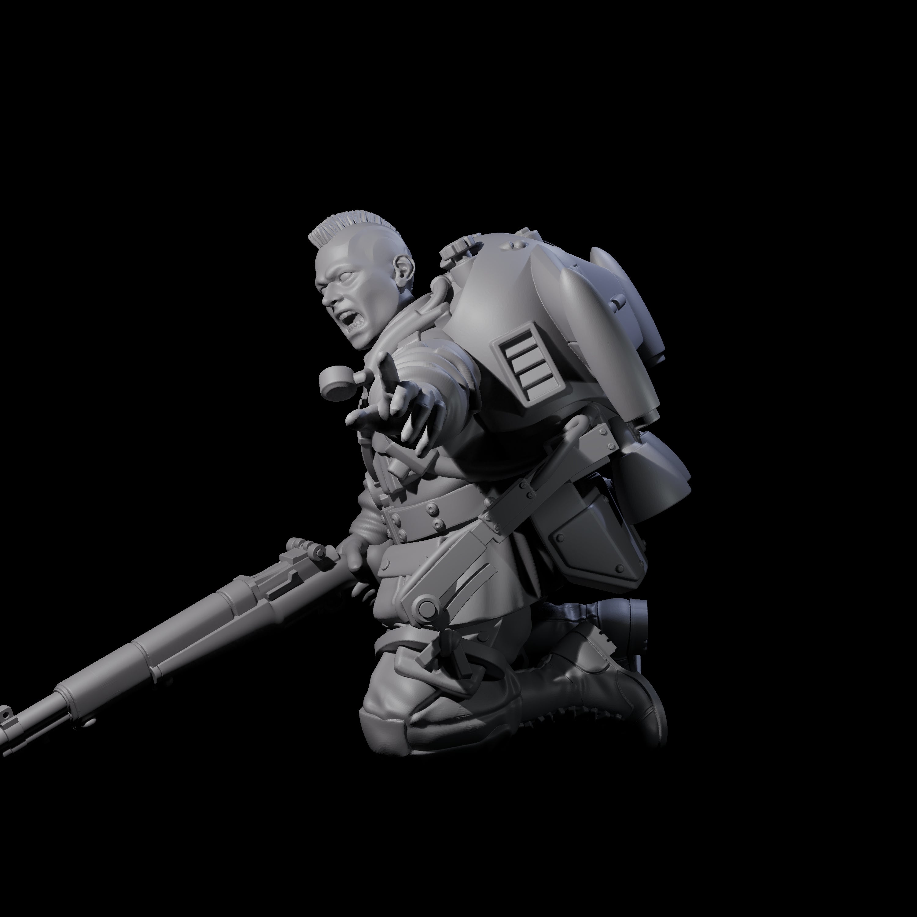 Weird War USA Diving Jetpack Rifleman E Miniature for Dungeons and Dragons, Pathfinder or other TTRPGs
