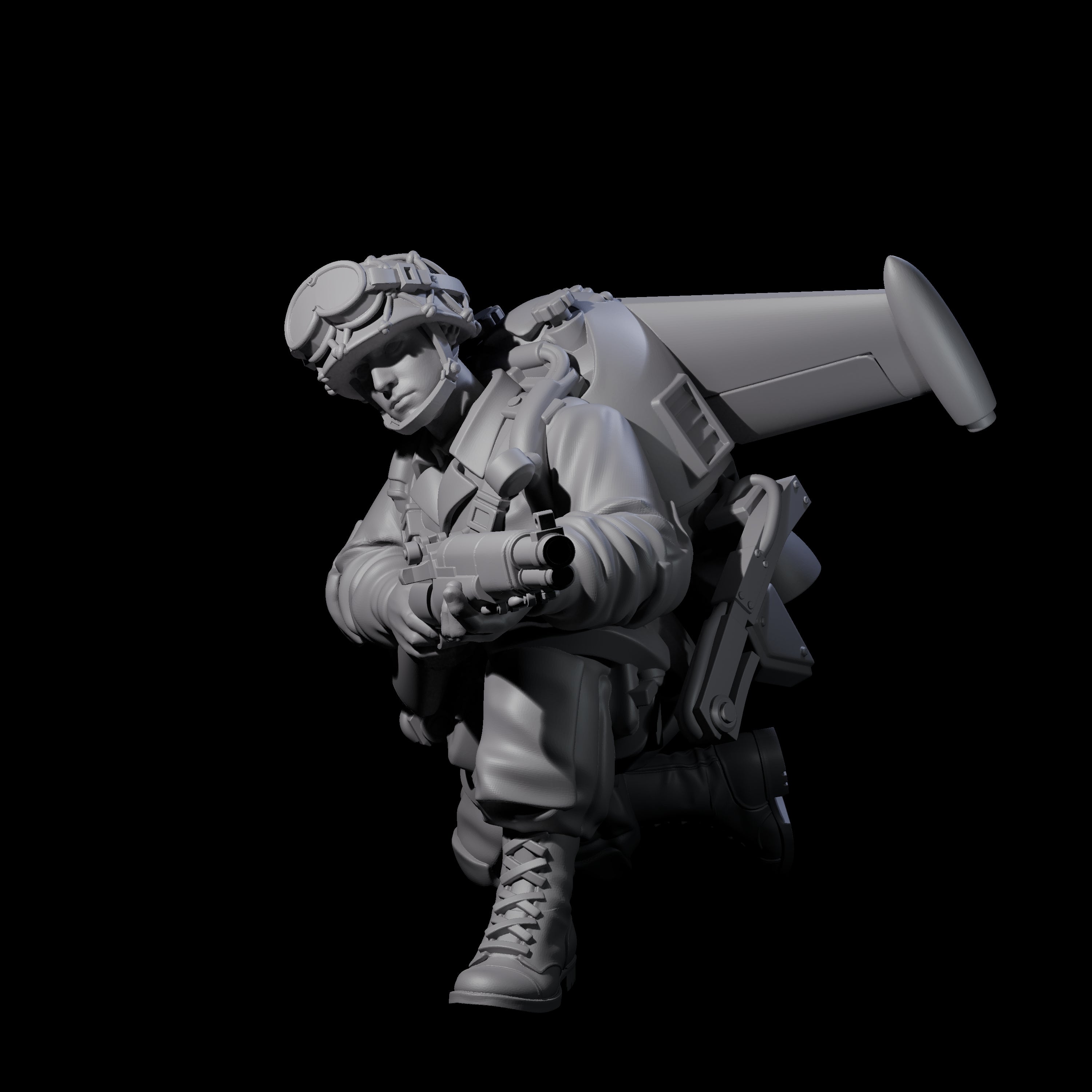 Weird War USA Diving Jetpack Rifleman F Miniature for Dungeons and Dragons, Pathfinder or other TTRPGs