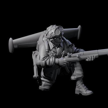 Weird War USA Diving Jetpack Rifleman F Miniature for Dungeons and Dragons, Pathfinder or other TTRPGs