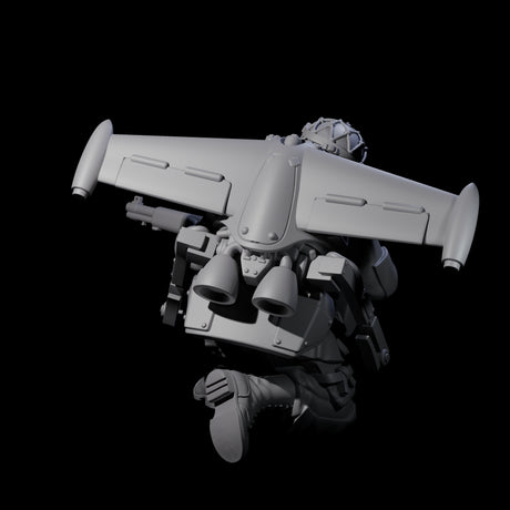 Weird War USA Diving Jetpack Rifleman F Miniature for Dungeons and Dragons, Pathfinder or other TTRPGs