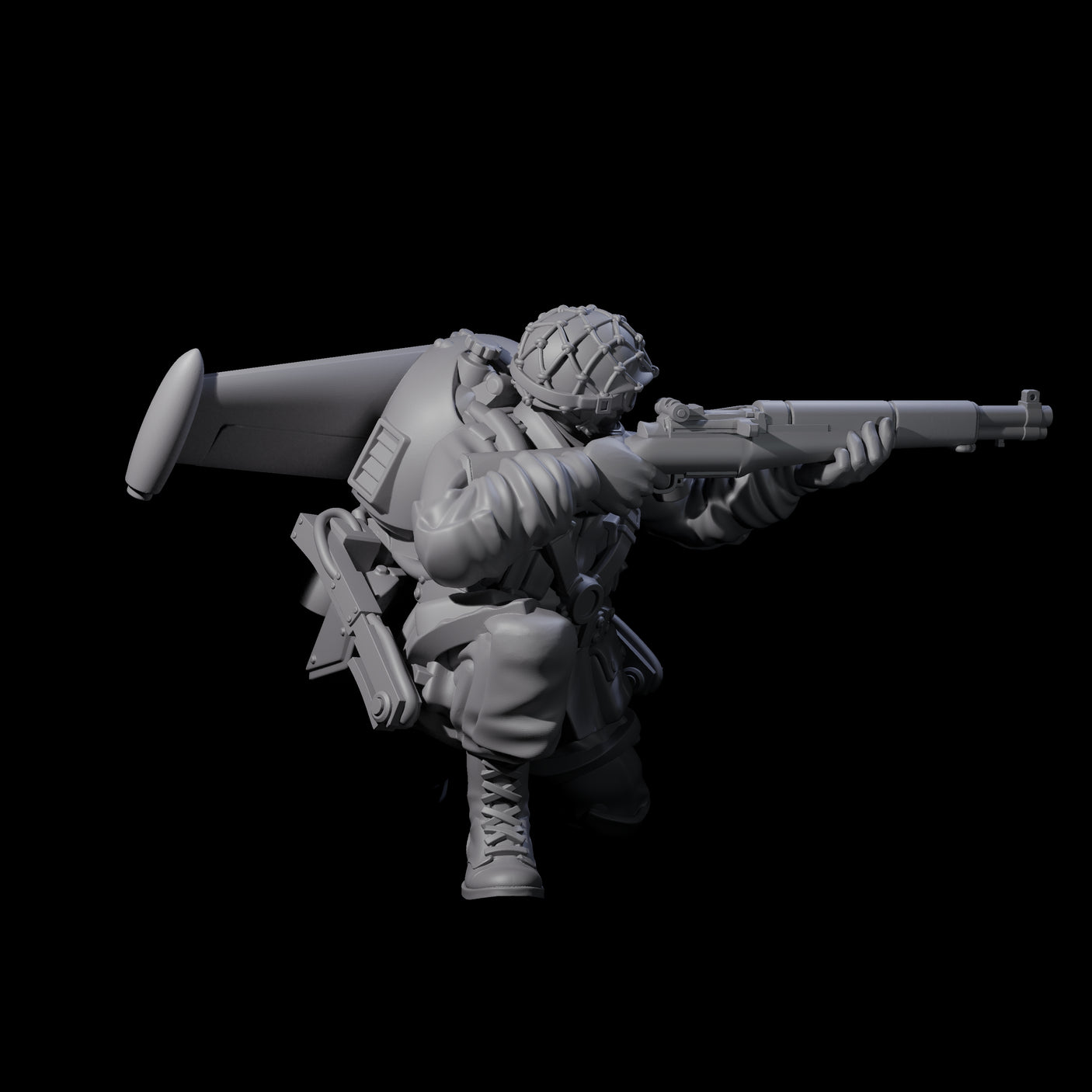 Weird War USA Diving Jetpack Rifleman G Miniature for Dungeons and Dragons, Pathfinder or other TTRPGs