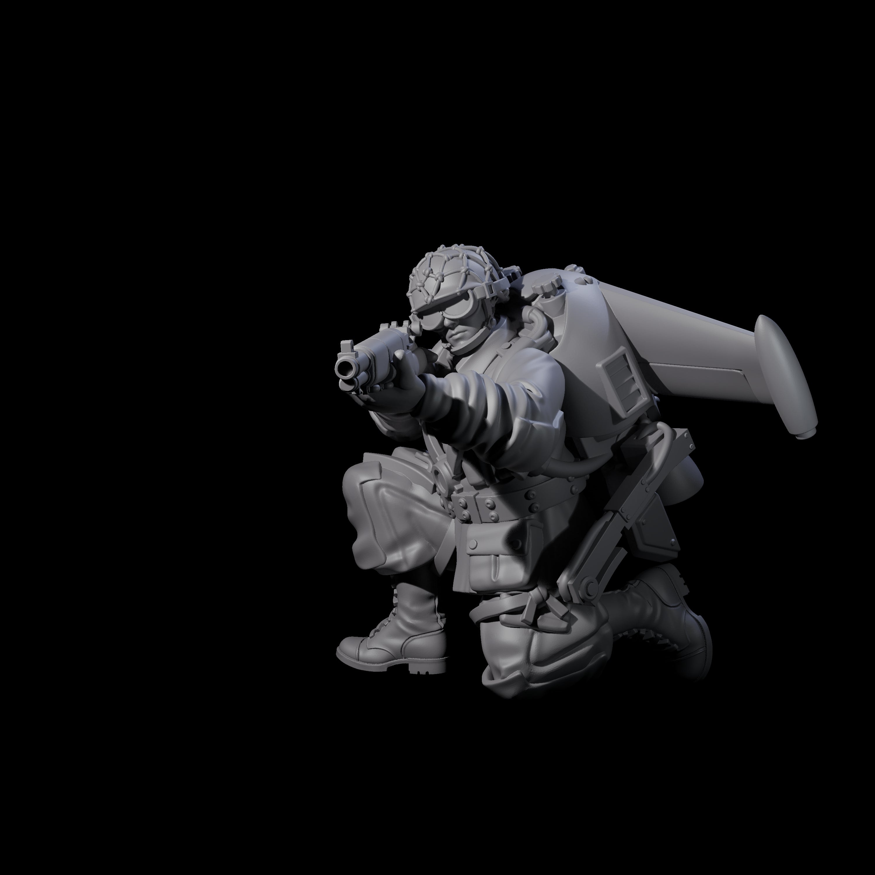 Weird War USA Diving Jetpack Rifleman G Miniature for Dungeons and Dragons, Pathfinder or other TTRPGs