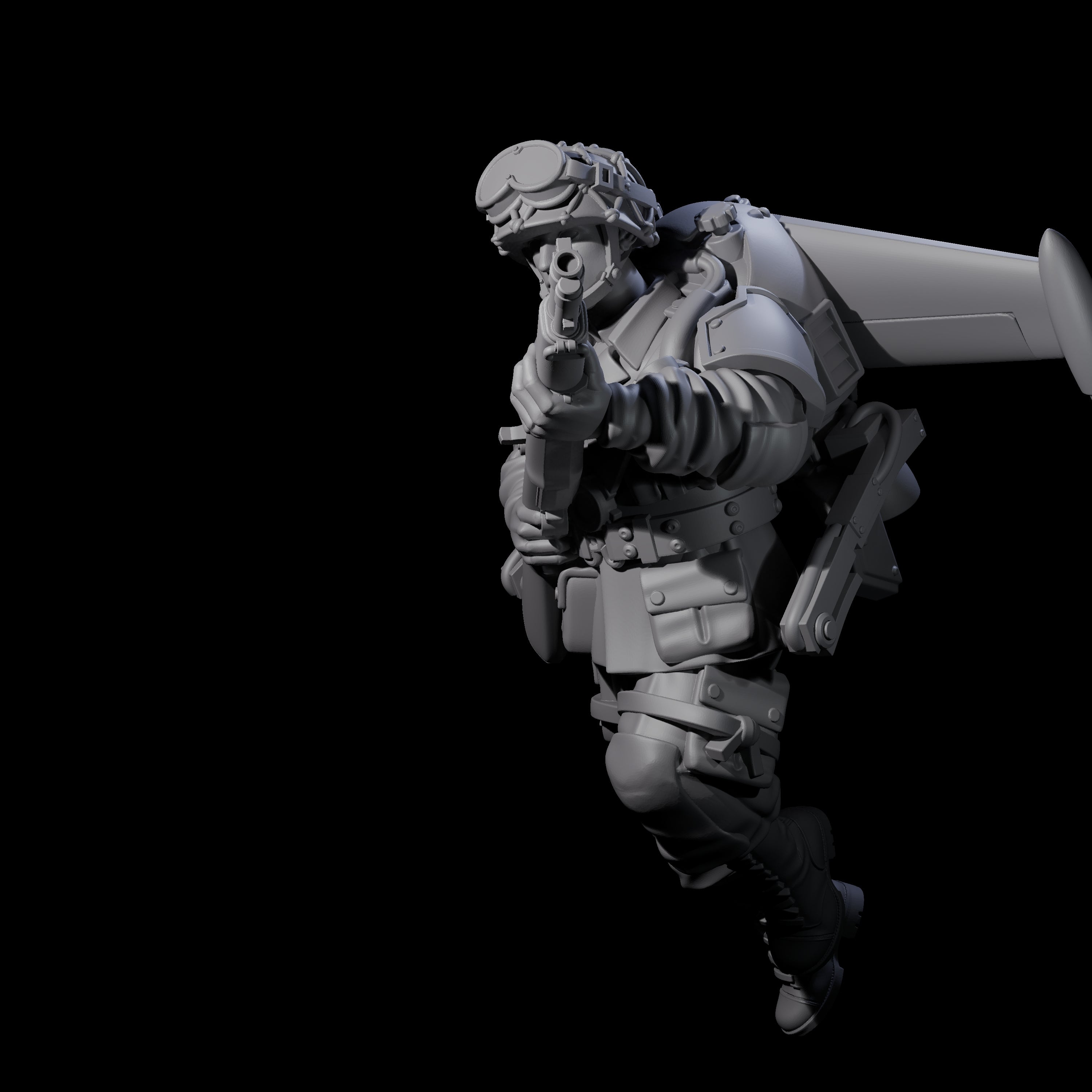 Weird War USA Diving Jetpack Rifleman H Miniature for Dungeons and Dragons, Pathfinder or other TTRPGs