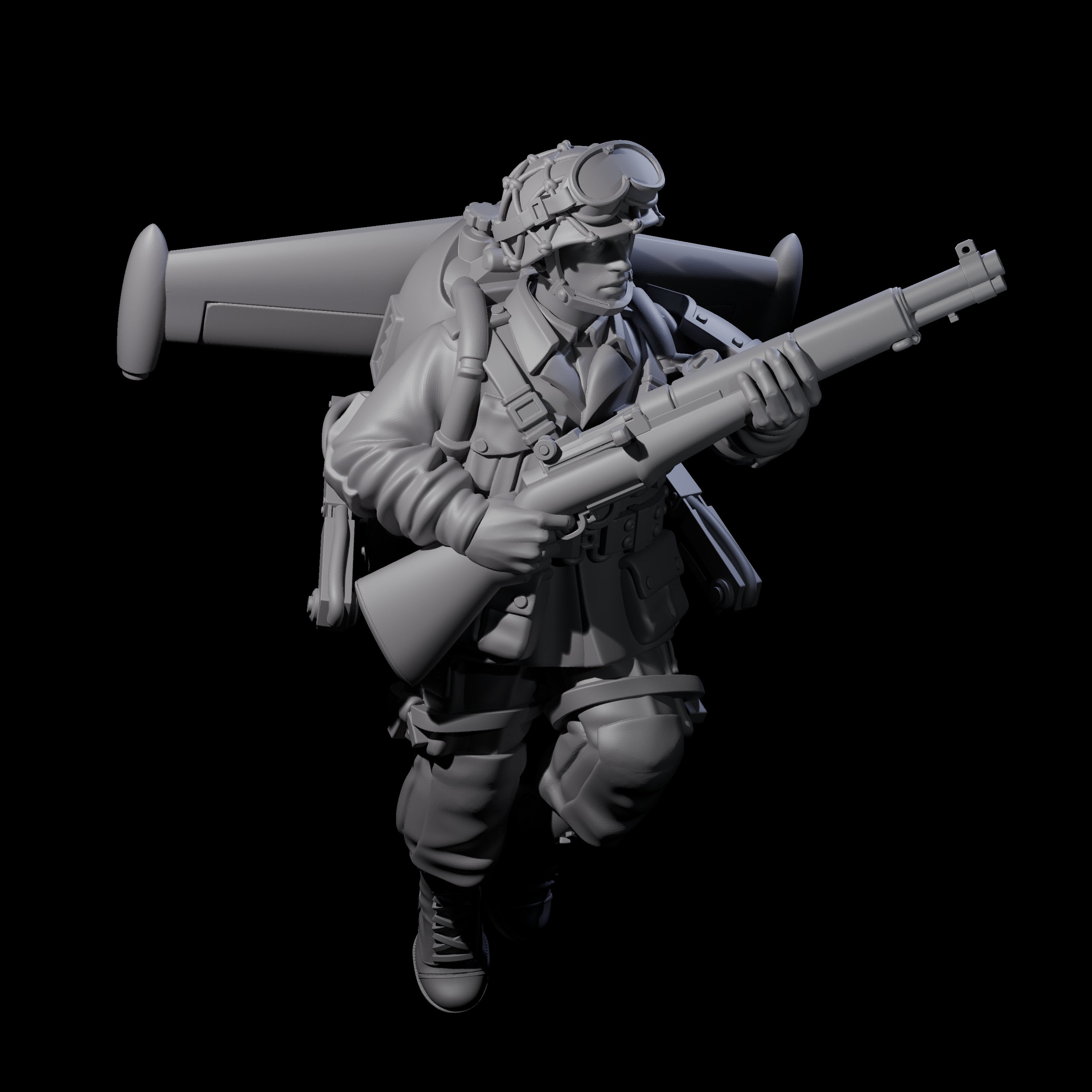 Weird War USA Diving Jetpack Rifleman H Miniature for Dungeons and Dragons, Pathfinder or other TTRPGs