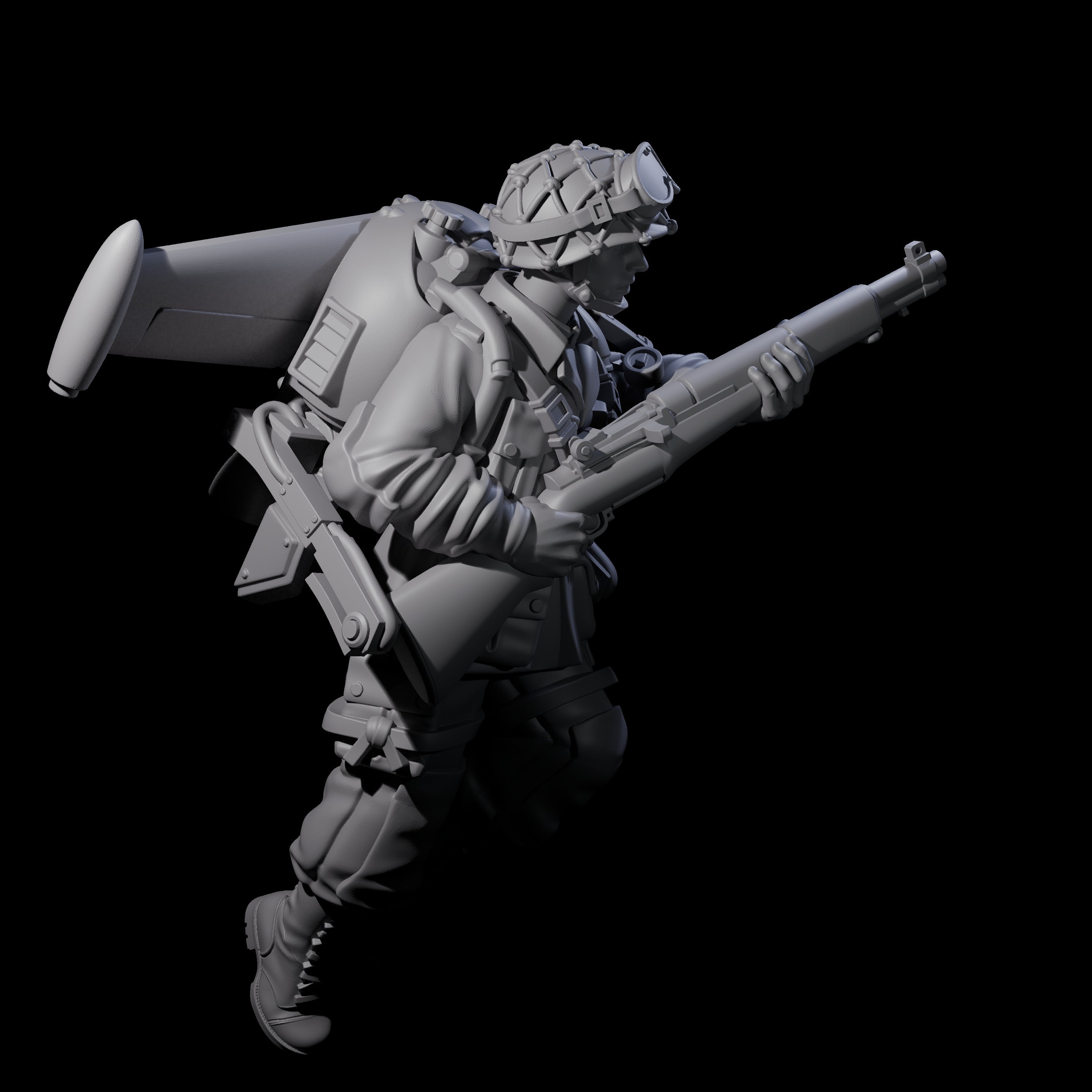Weird War USA Diving Jetpack Rifleman H Miniature for Dungeons and Dragons, Pathfinder or other TTRPGs