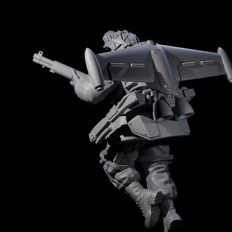 Weird War USA Diving Jetpack Rifleman H Miniature for Dungeons and Dragons, Pathfinder or other TTRPGs