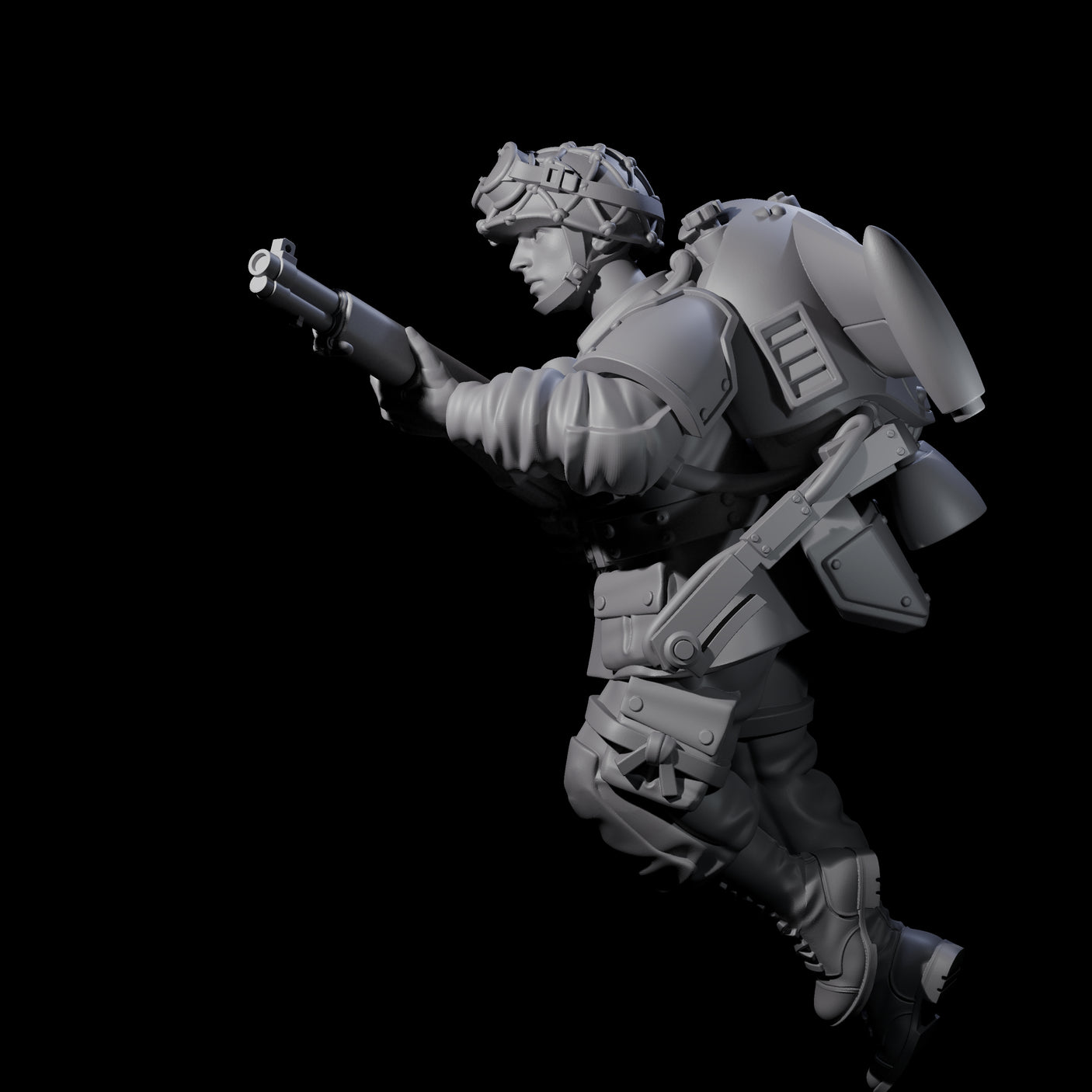 Weird War USA Diving Jetpack Rifleman H Miniature for Dungeons and Dragons, Pathfinder or other TTRPGs