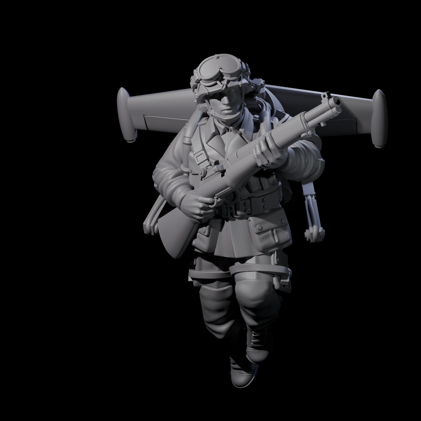 Weird War USA Diving Jetpack Rifleman H Miniature for Dungeons and Dragons, Pathfinder or other TTRPGs