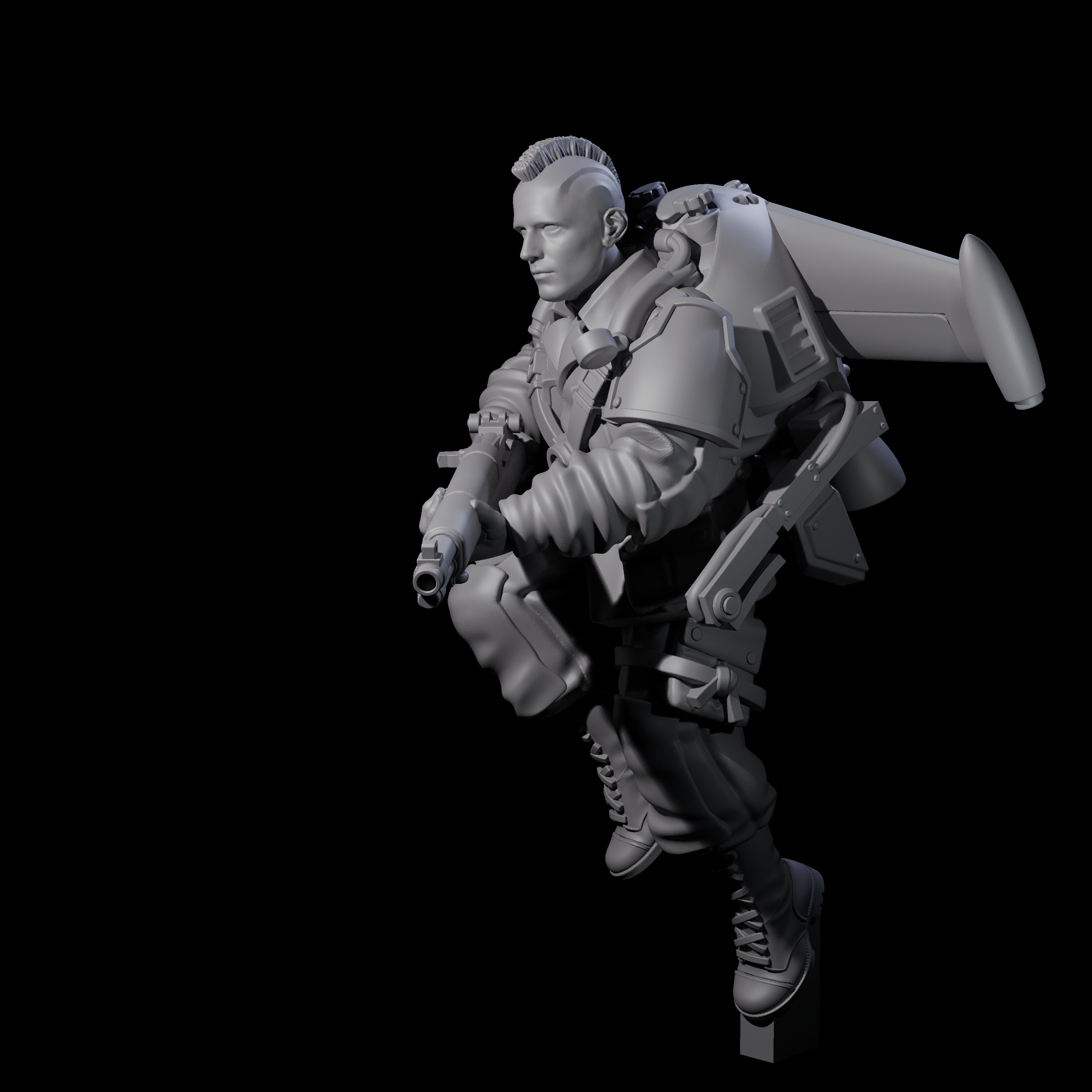 Weird War USA Diving Jetpack Rifleman I Miniature for Dungeons and Dragons, Pathfinder or other TTRPGs