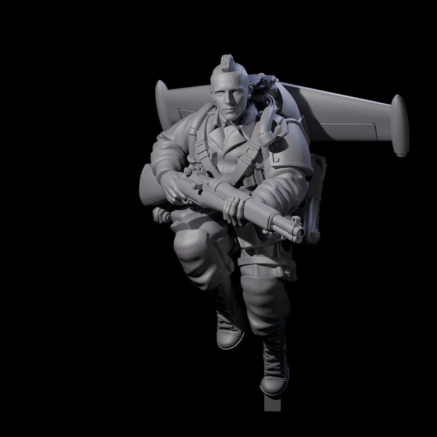 Weird War USA Diving Jetpack Rifleman I Miniature for Dungeons and Dragons, Pathfinder or other TTRPGs