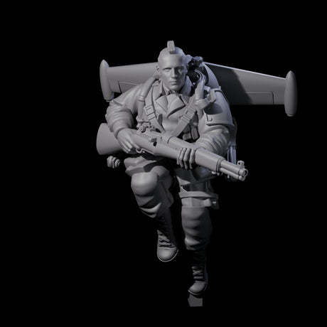 Weird War USA Diving Jetpack Rifleman I Miniature for Dungeons and Dragons, Pathfinder or other TTRPGs