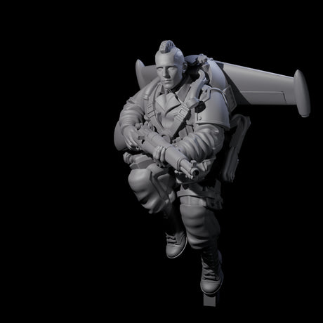Weird War USA Diving Jetpack Rifleman I Miniature for Dungeons and Dragons, Pathfinder or other TTRPGs