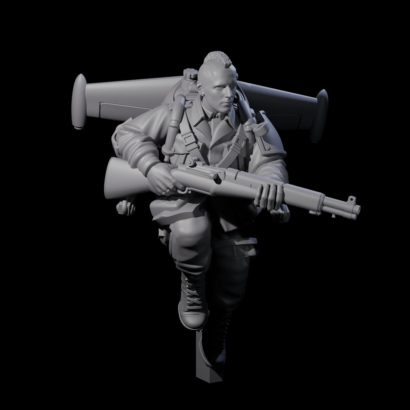 Weird War USA Diving Jetpack Rifleman I Miniature for Dungeons and Dragons, Pathfinder or other TTRPGs