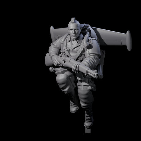 Weird War USA Diving Jetpack Rifleman I Miniature for Dungeons and Dragons, Pathfinder or other TTRPGs