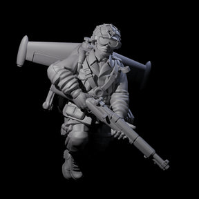Weird War USA Diving Jetpack Rifleman J Miniature for Dungeons and Dragons, Pathfinder or other TTRPGs