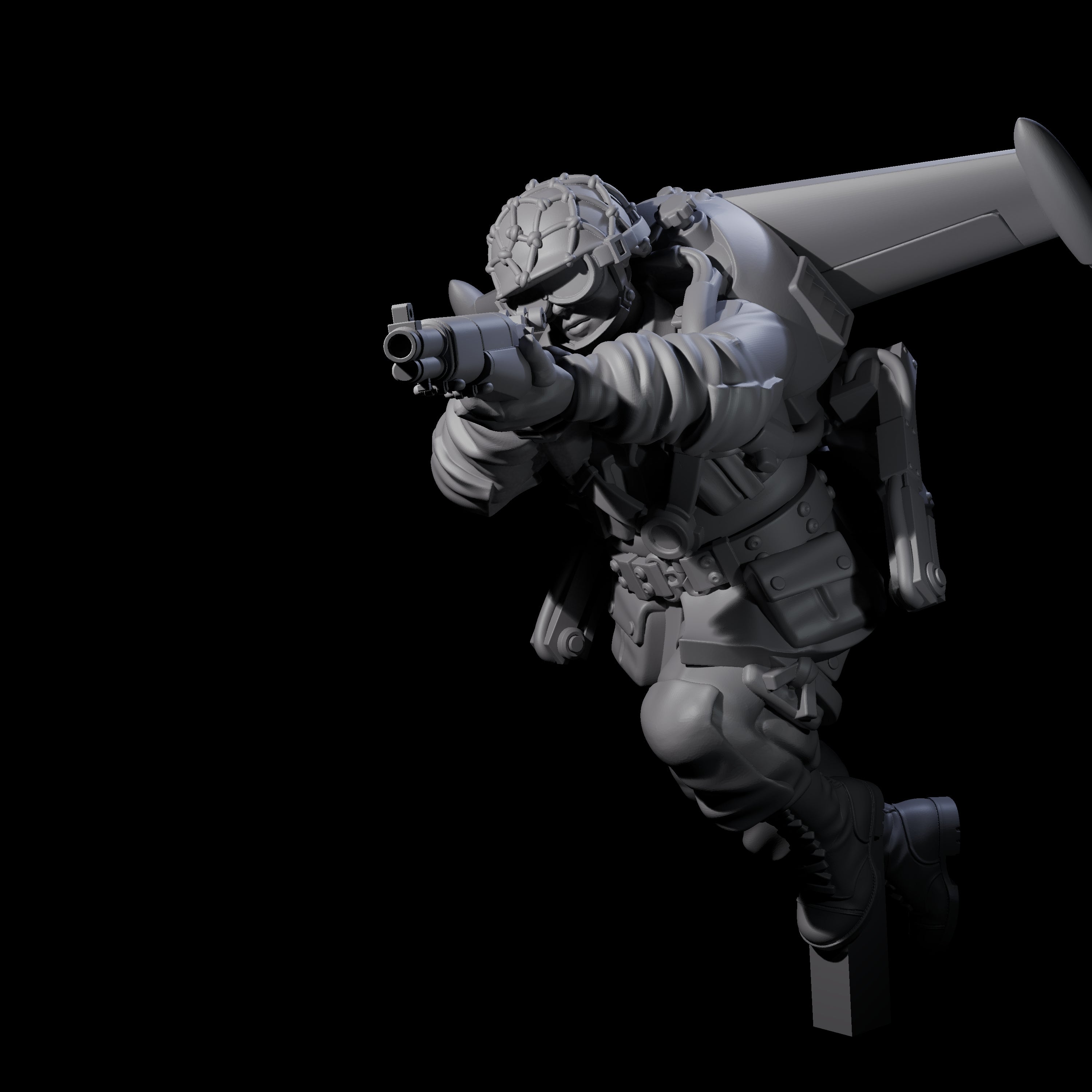 Weird War USA Diving Jetpack Rifleman K Miniature for Dungeons and Dragons, Pathfinder or other TTRPGs