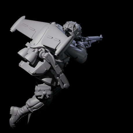 Weird War USA Diving Jetpack Rifleman K Miniature for Dungeons and Dragons, Pathfinder or other TTRPGs