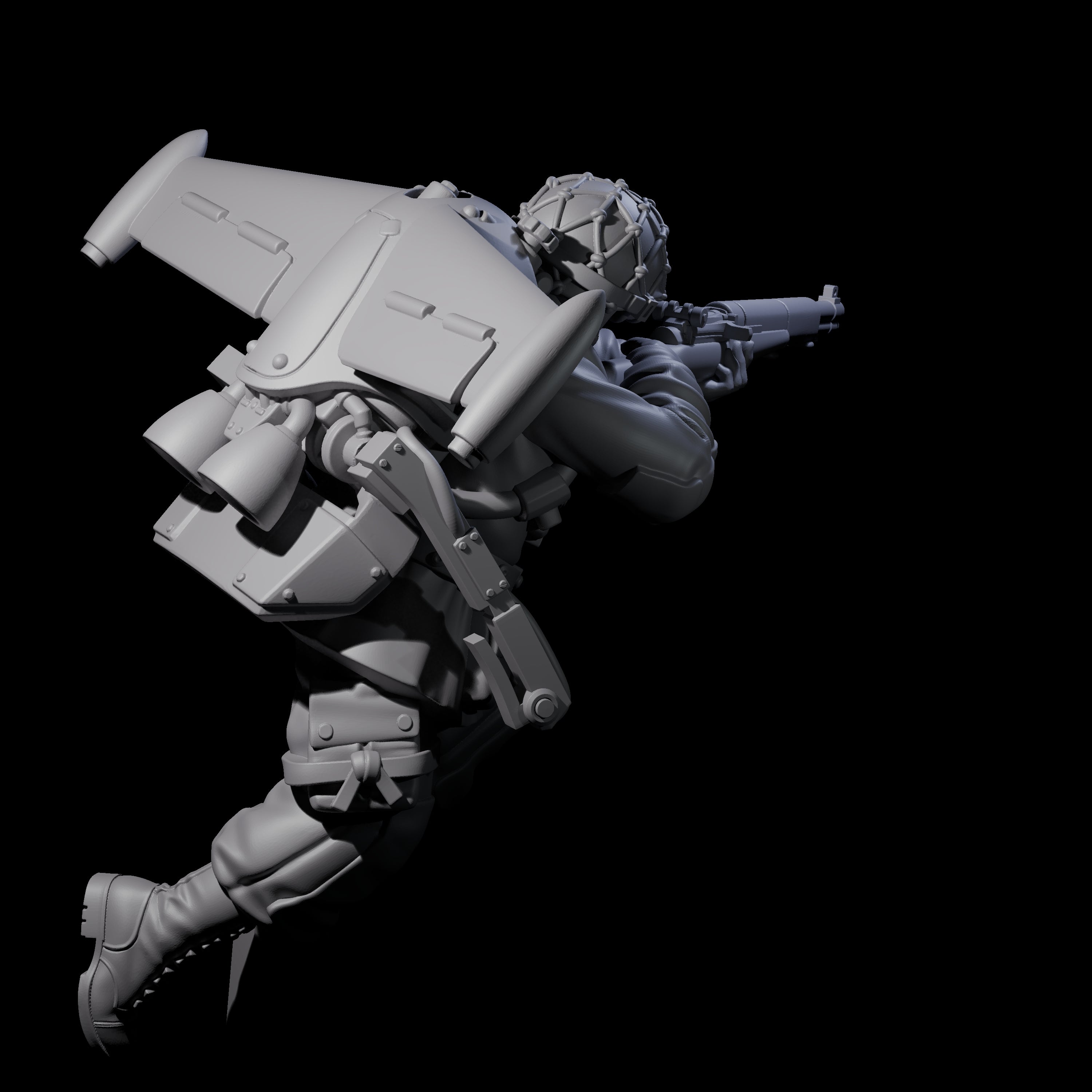 Weird War USA Diving Jetpack Rifleman K Miniature for Dungeons and Dragons, Pathfinder or other TTRPGs