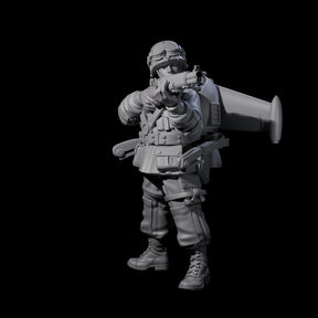 Weird War USA Diving Jetpack Rifleman L Miniature for Dungeons and Dragons, Pathfinder or other TTRPGs